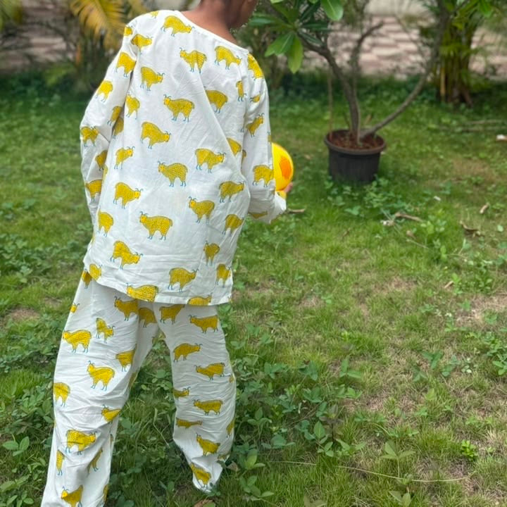 ‘ A Herd of Himalayan Tahrs’ Kurta Pyjama Set
