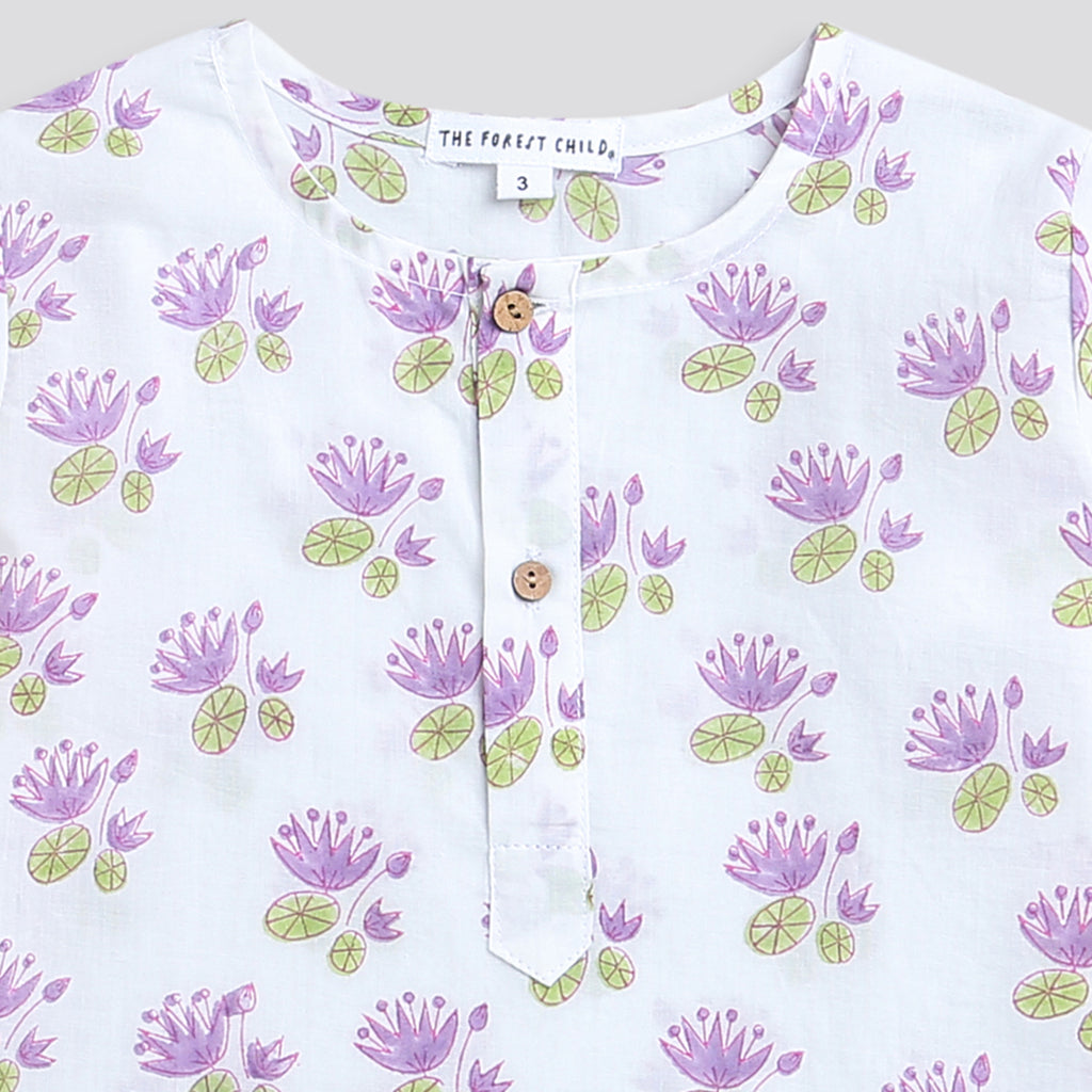 'A Pond of Lotus'  Kurta Pyjama Set