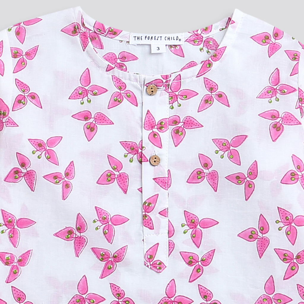 'A Cluster of Bougainvillea'  Kurta Pyjama Set