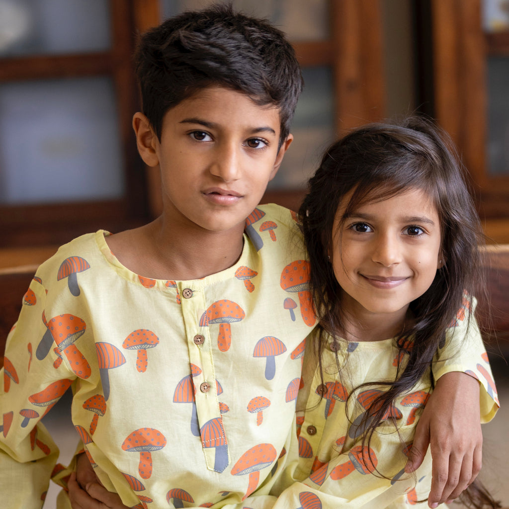 'A Cluster of Mushrooms' Kurta Pyjama Set