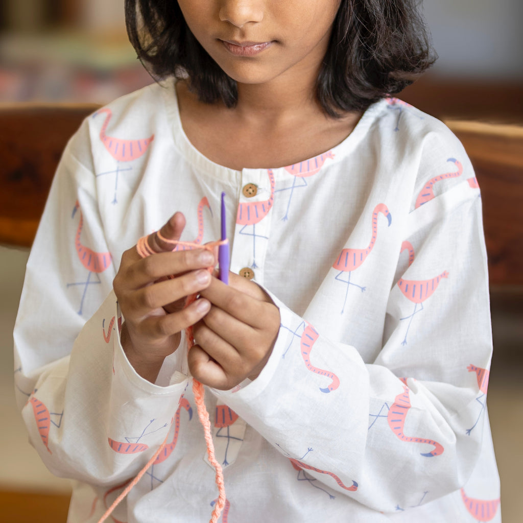 'A Flamboyance of Flamingos' Kurta Pyjama Set