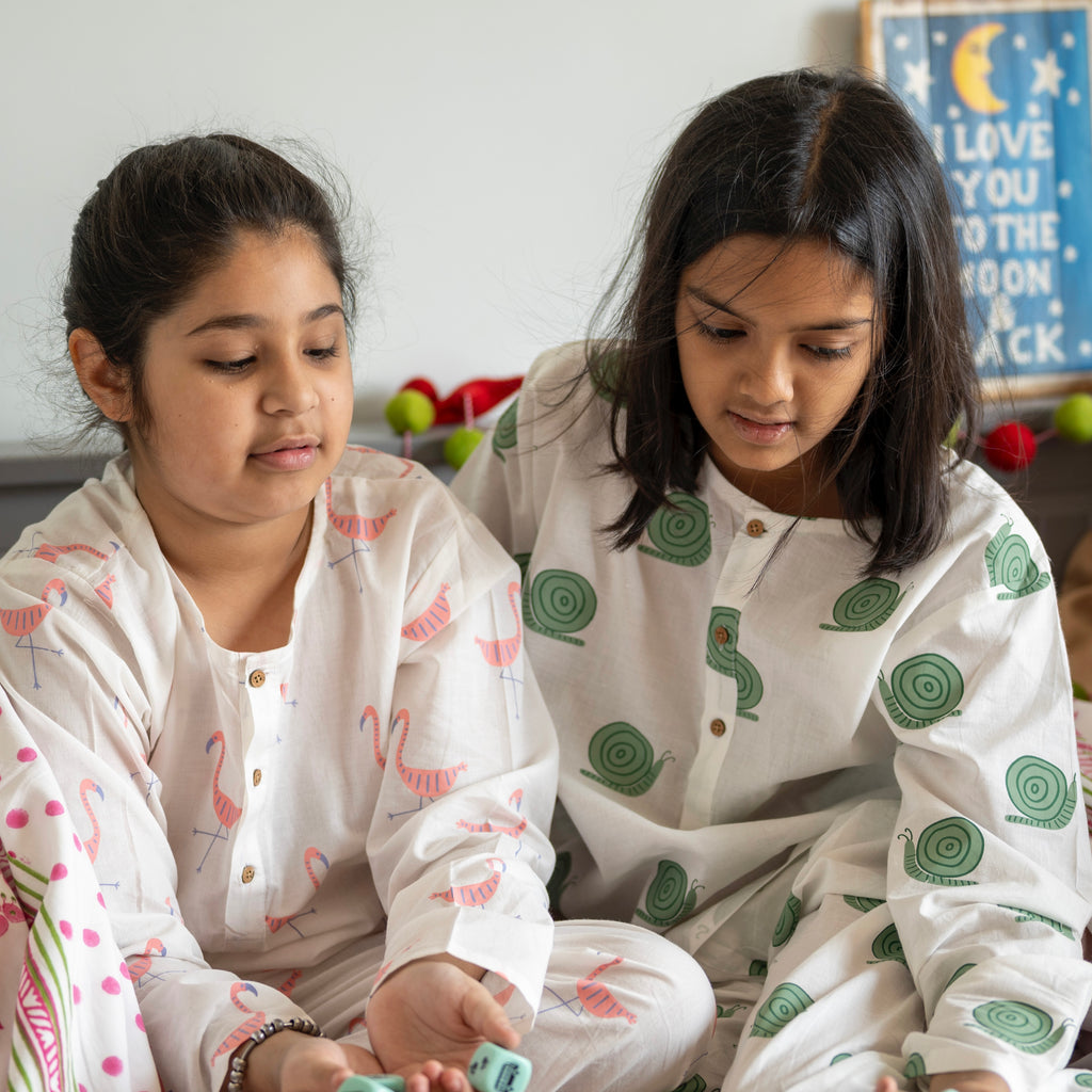 'A Flamboyance of Flamingos' Kurta Pyjama Set