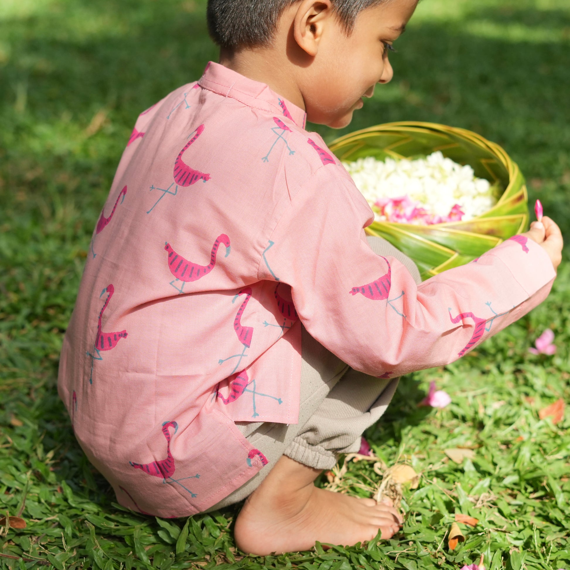 'A Flamboyance of Flamingos' Casual Kurta