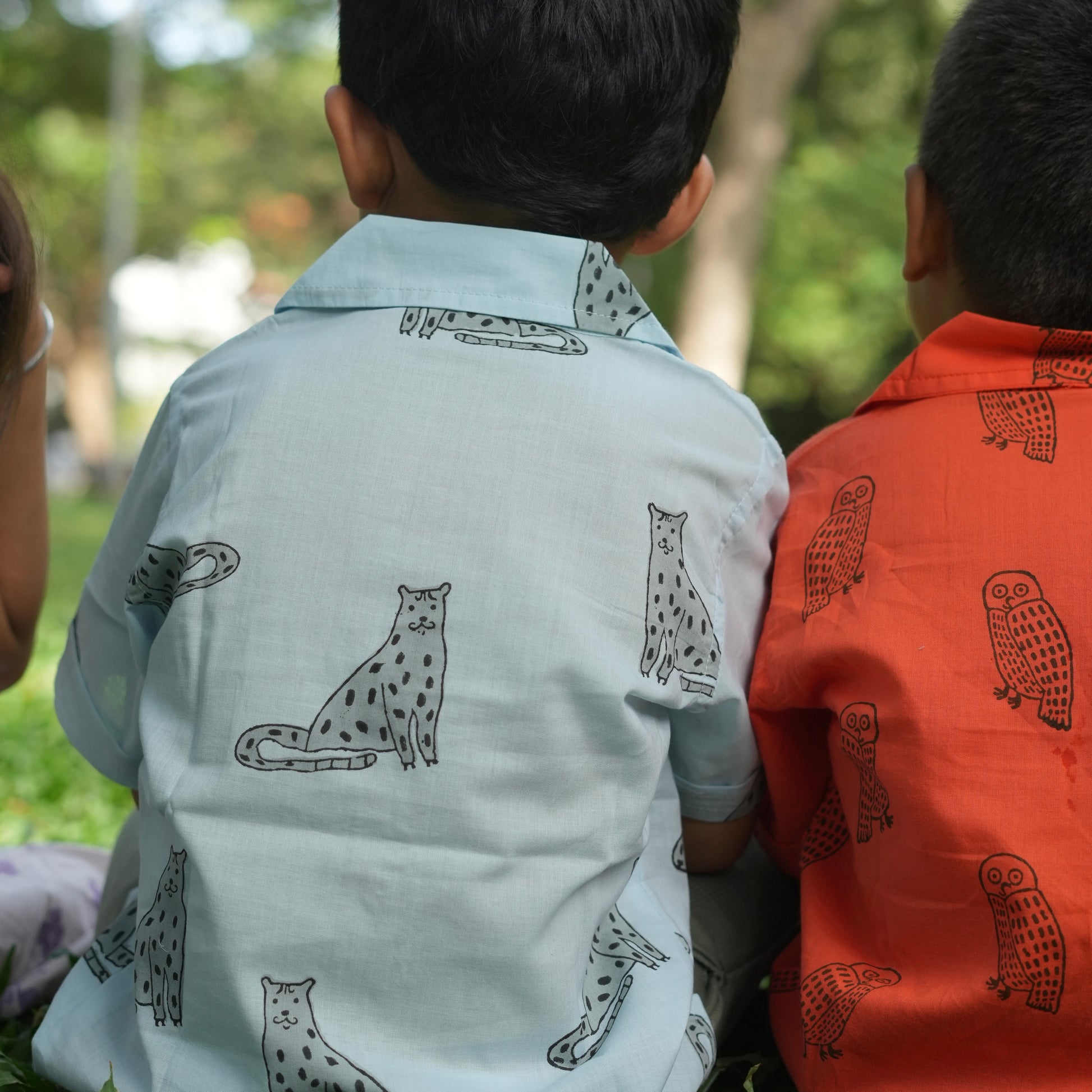 ‘A Leap of Snow Leopards’ Handblocked Shirt