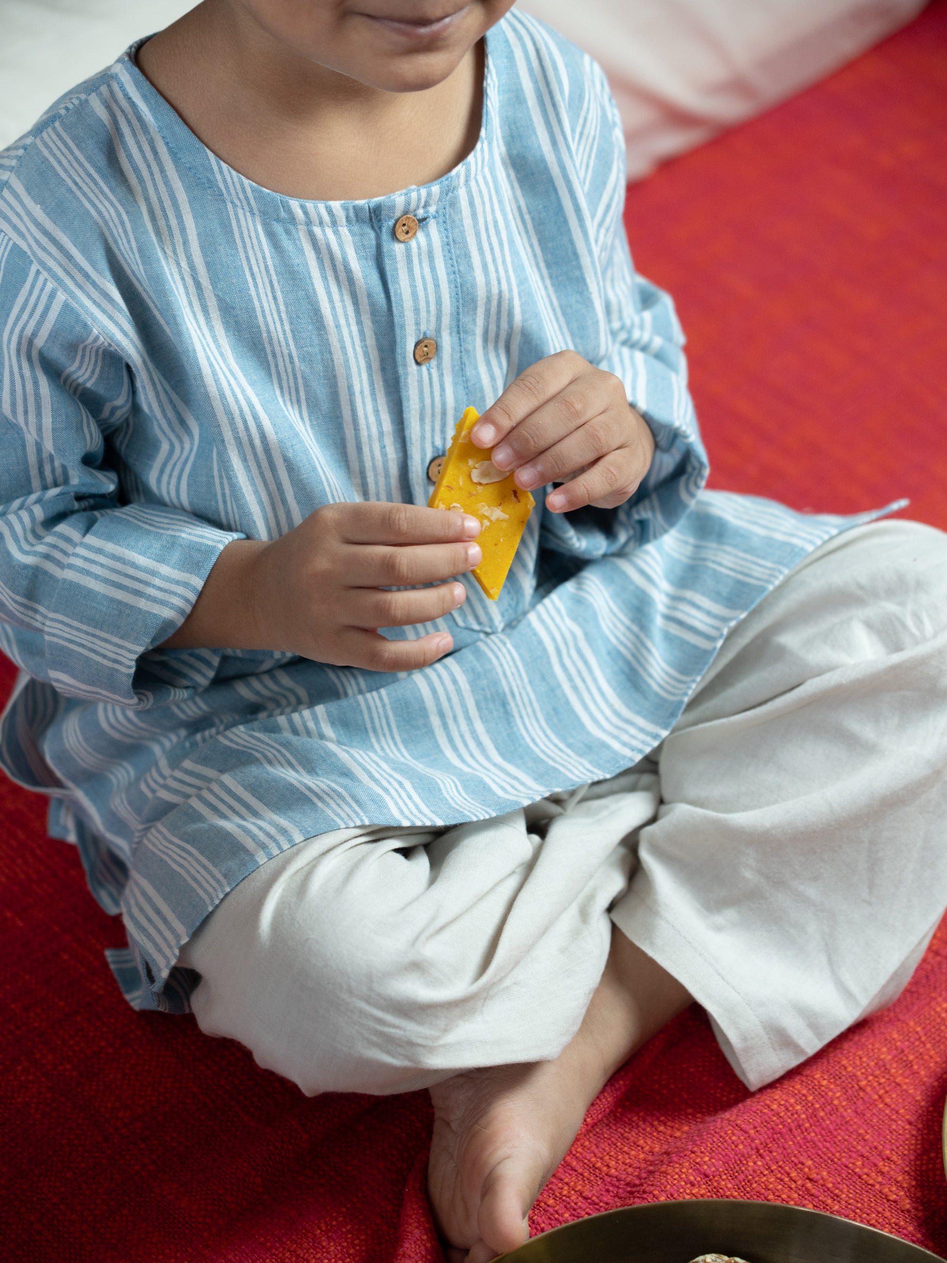 Handloom- Blue Striped Long Kurta
