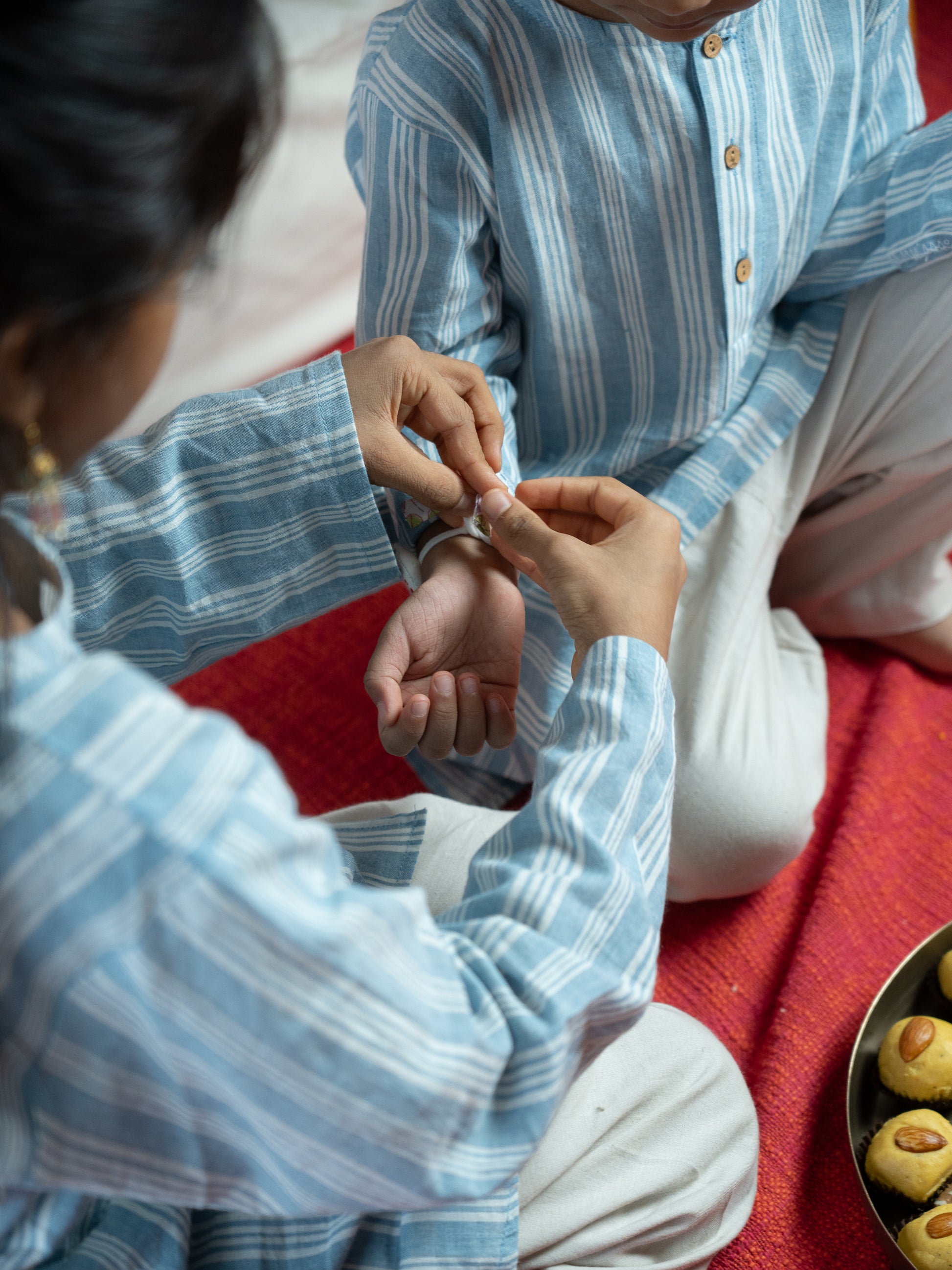 Handloom- Blue Striped Long Kurta