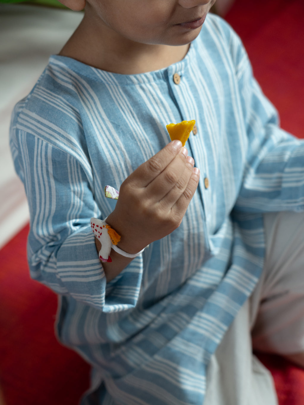 Handloom- Blue Striped Long Kurta
