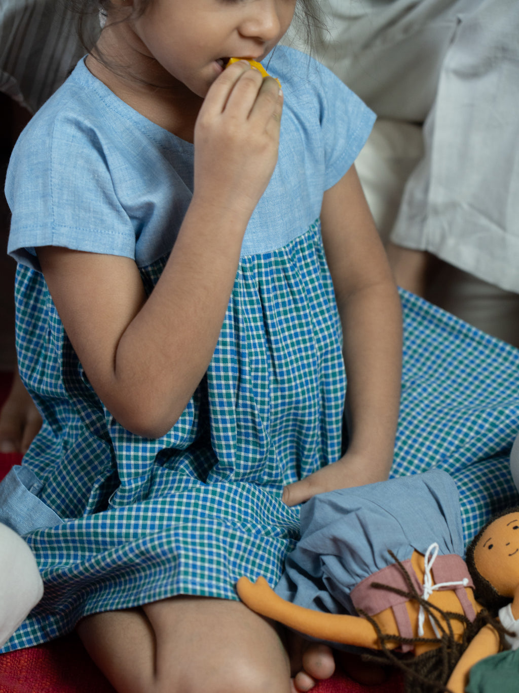 Handloom- Blue Checkered Dress