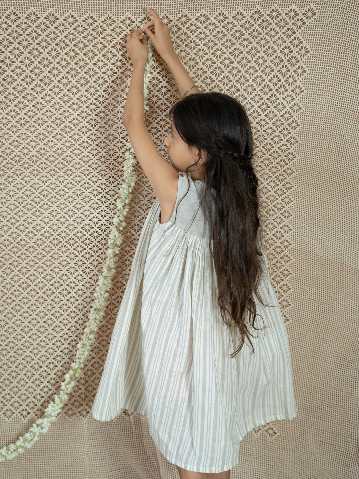 Handloom- Beige Flared Dress