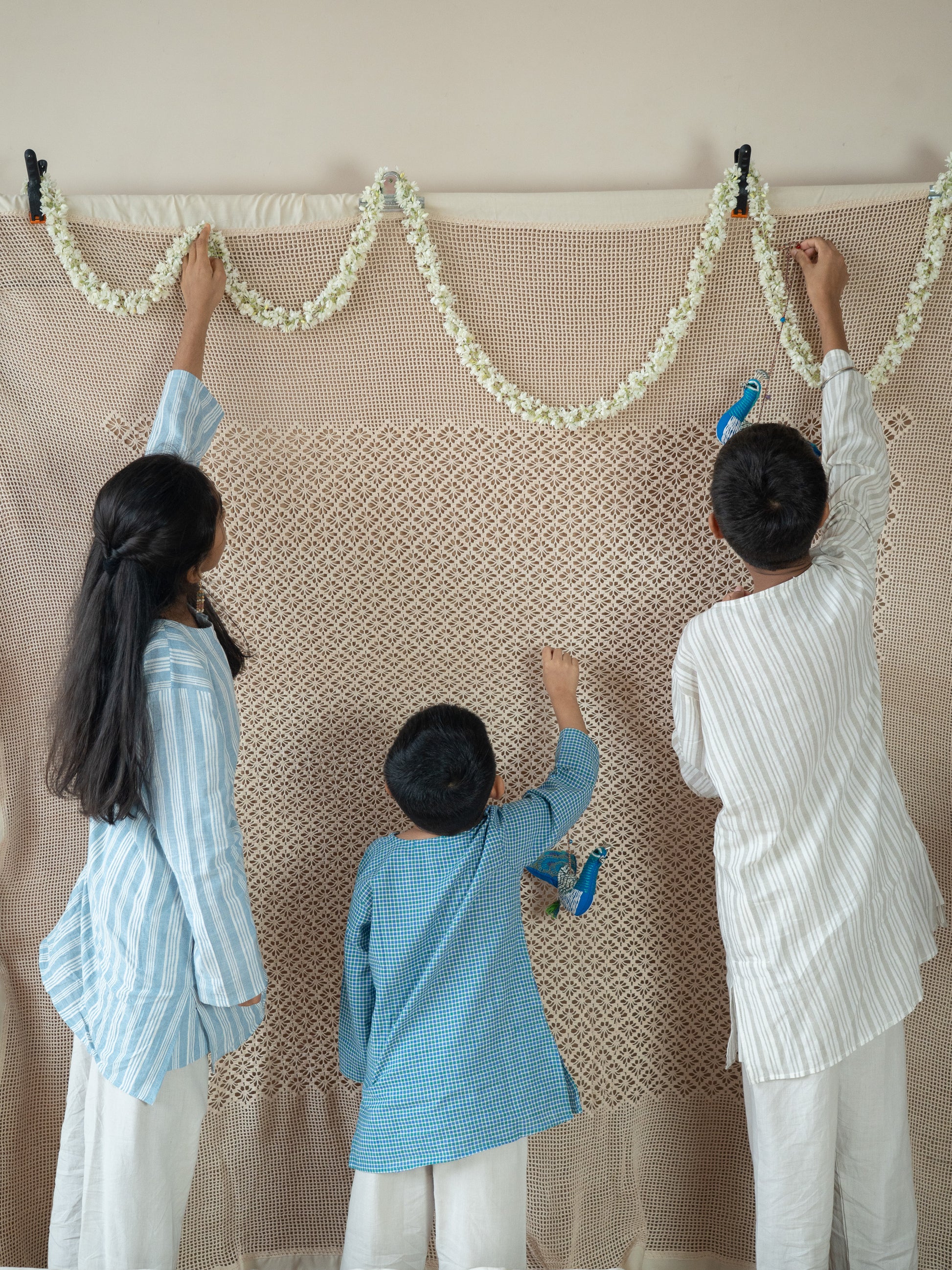 Handloom- Beige Strips Long Kurta
