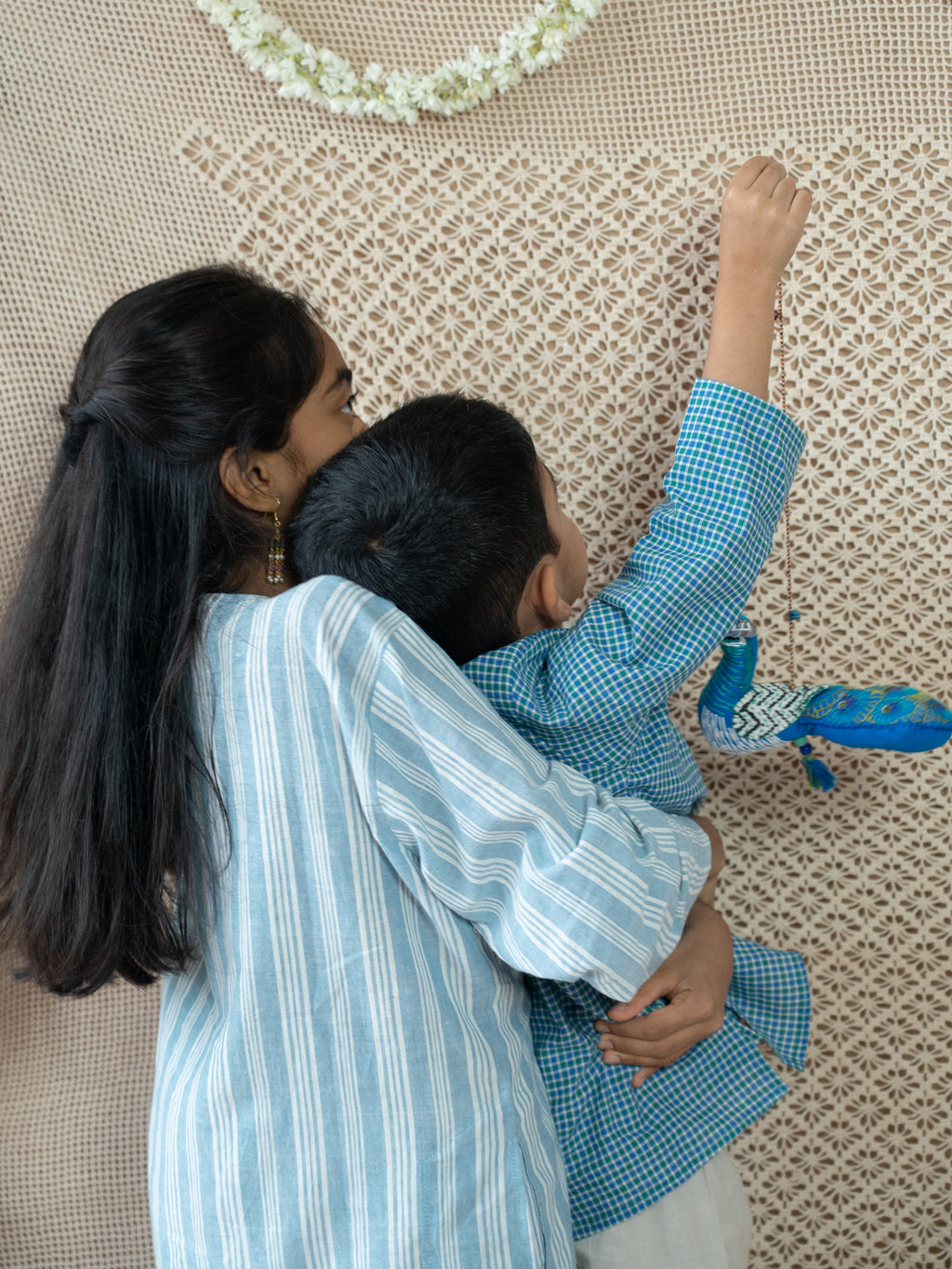 Handloom- Blue Striped Long Kurta