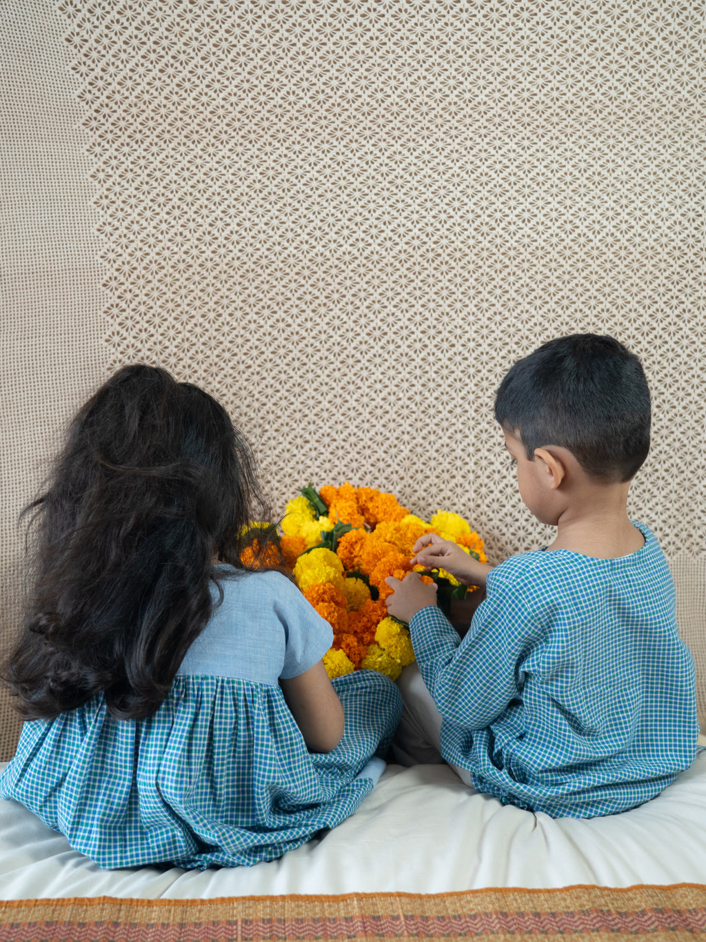 Handloom- Blue Checkered Dress