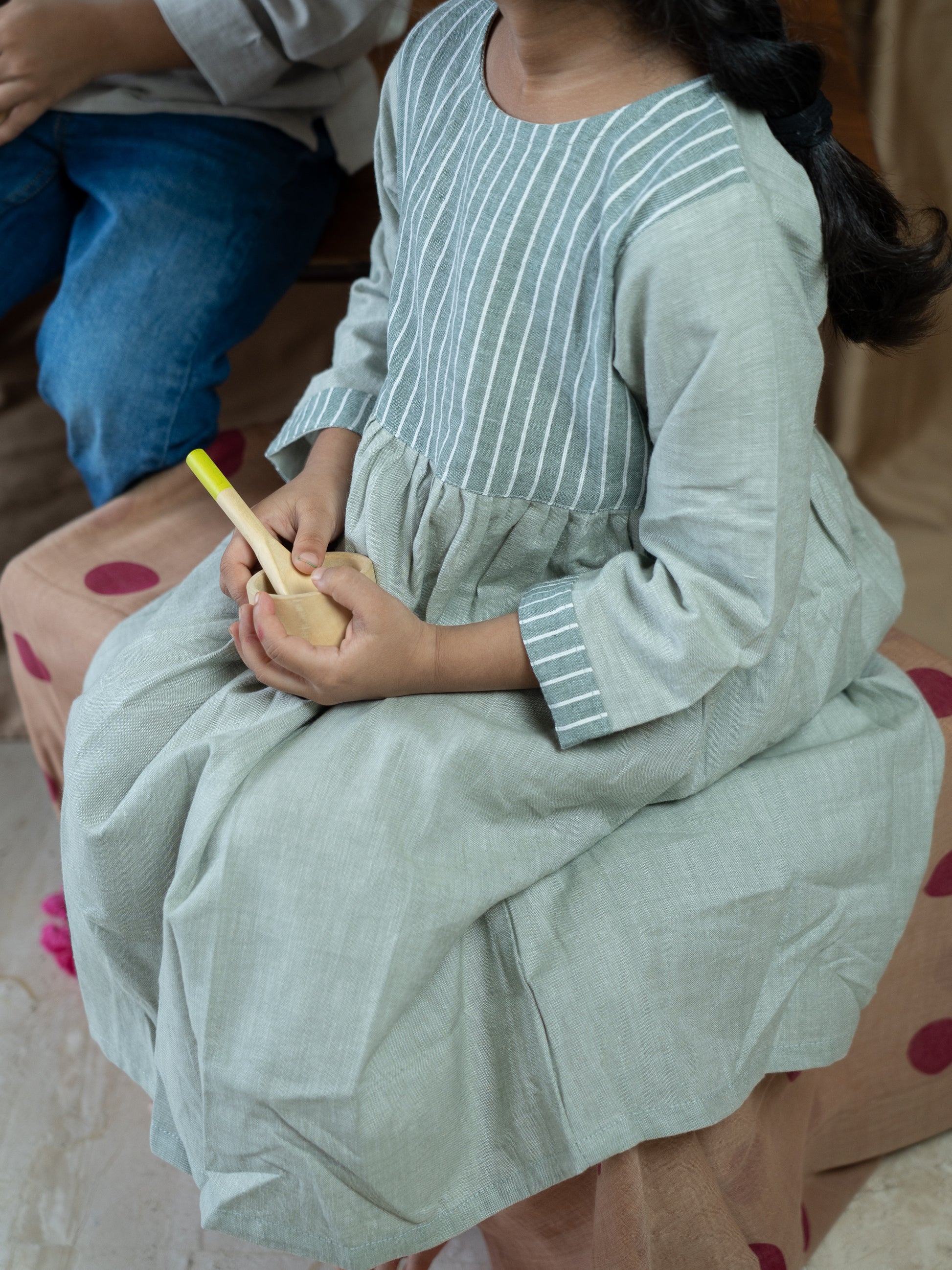 Handloom- Green Stripe Dress