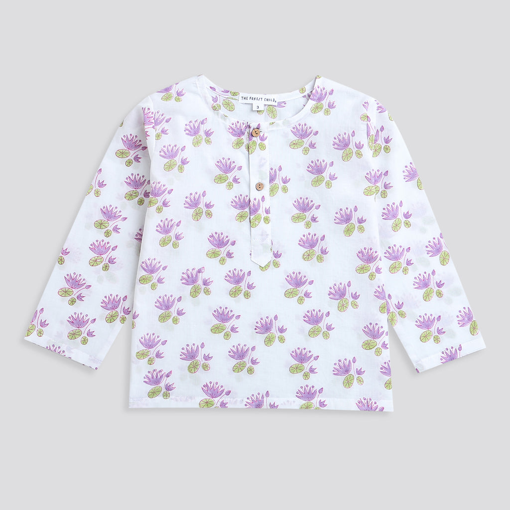 'A Pond of Lotus'  Kurta Pyjama Set