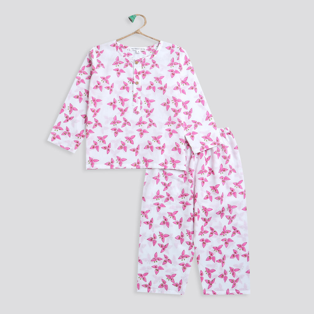 'A Cluster of Bougainvillea'  Kurta Pyjama Set
