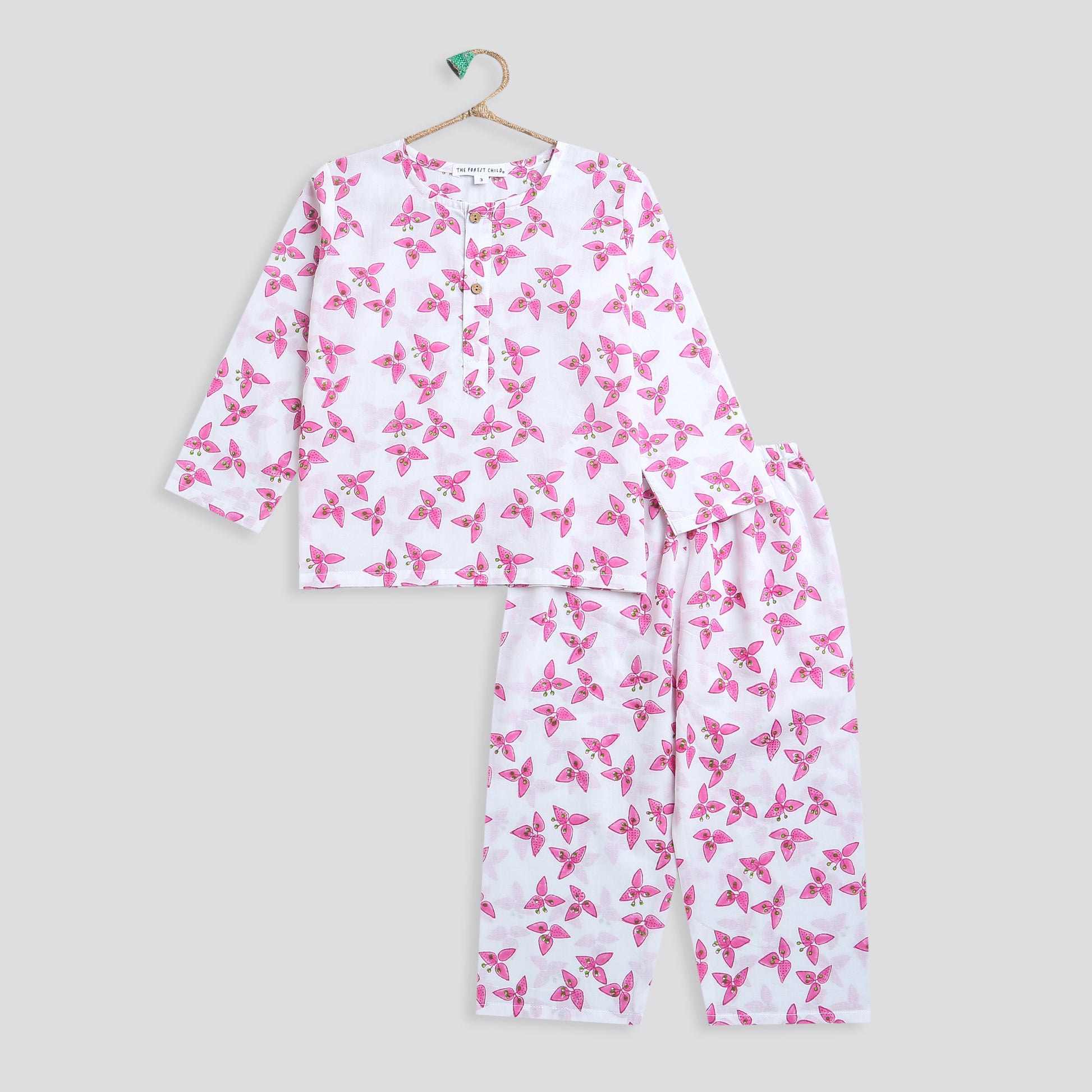 'A Cluster of Bougainvillea'  Kurta Pyjama Set