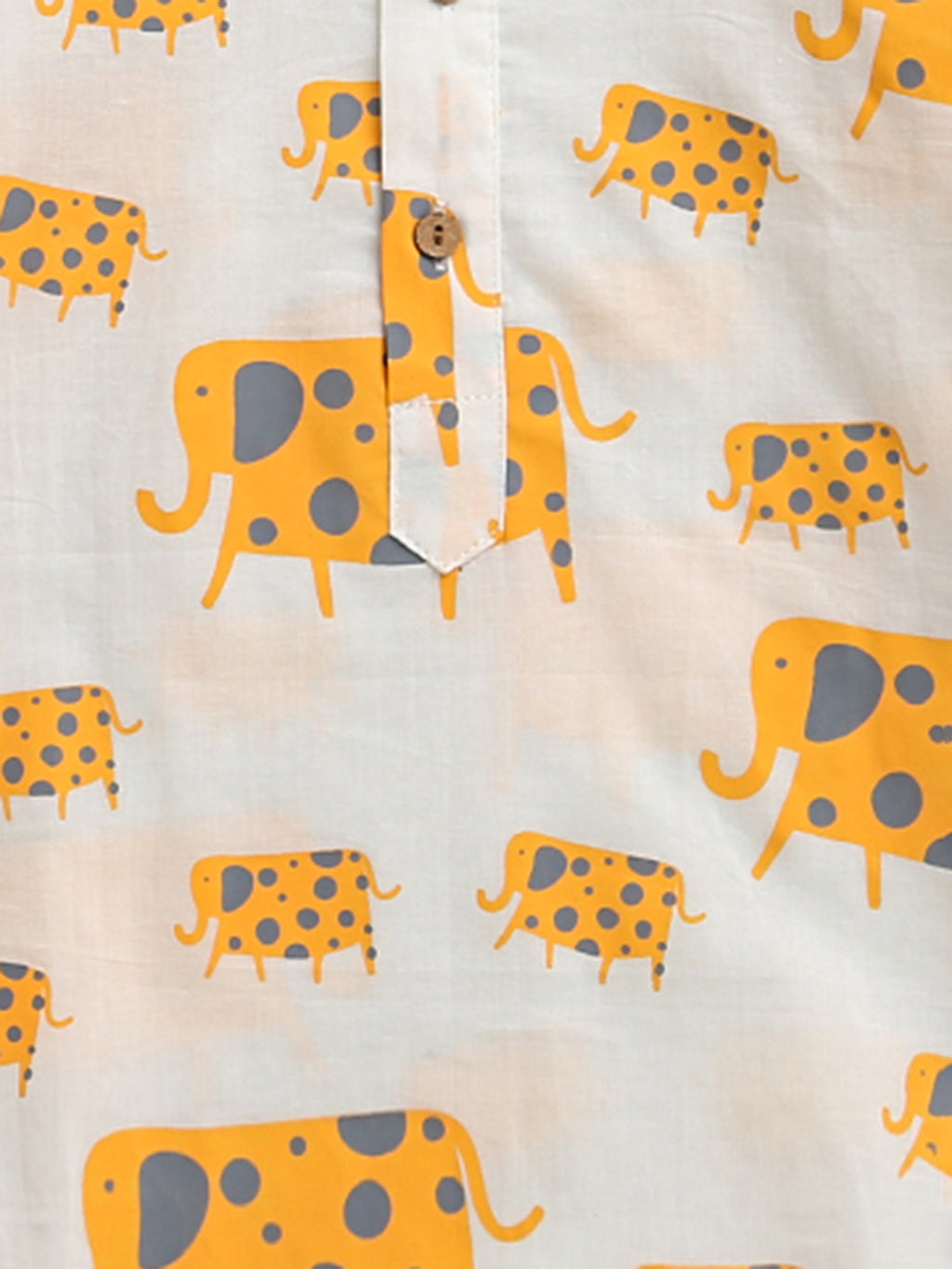 A Parade of Elephants - Kurta Pyjama Set in Yellow and Grey