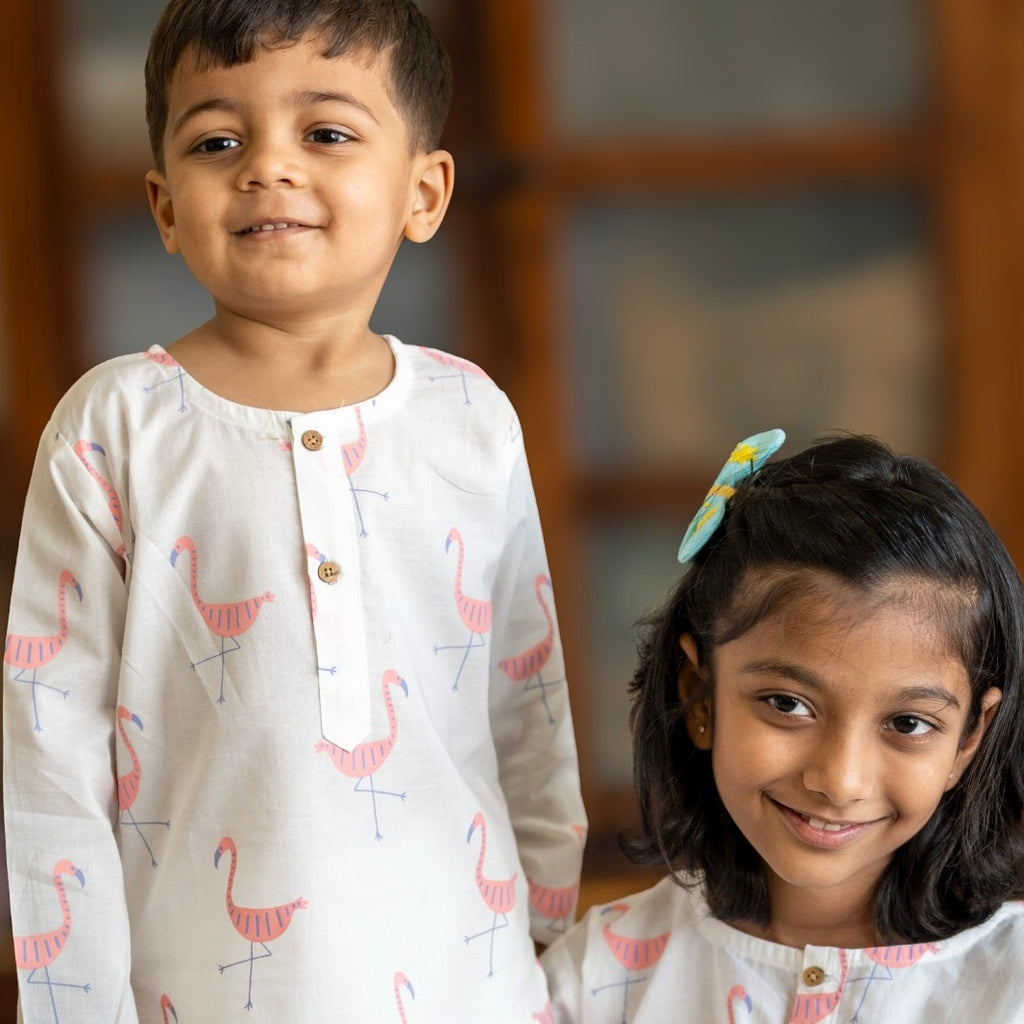 'A Flamboyance of Flamingos' Kurta Pyjama Set
