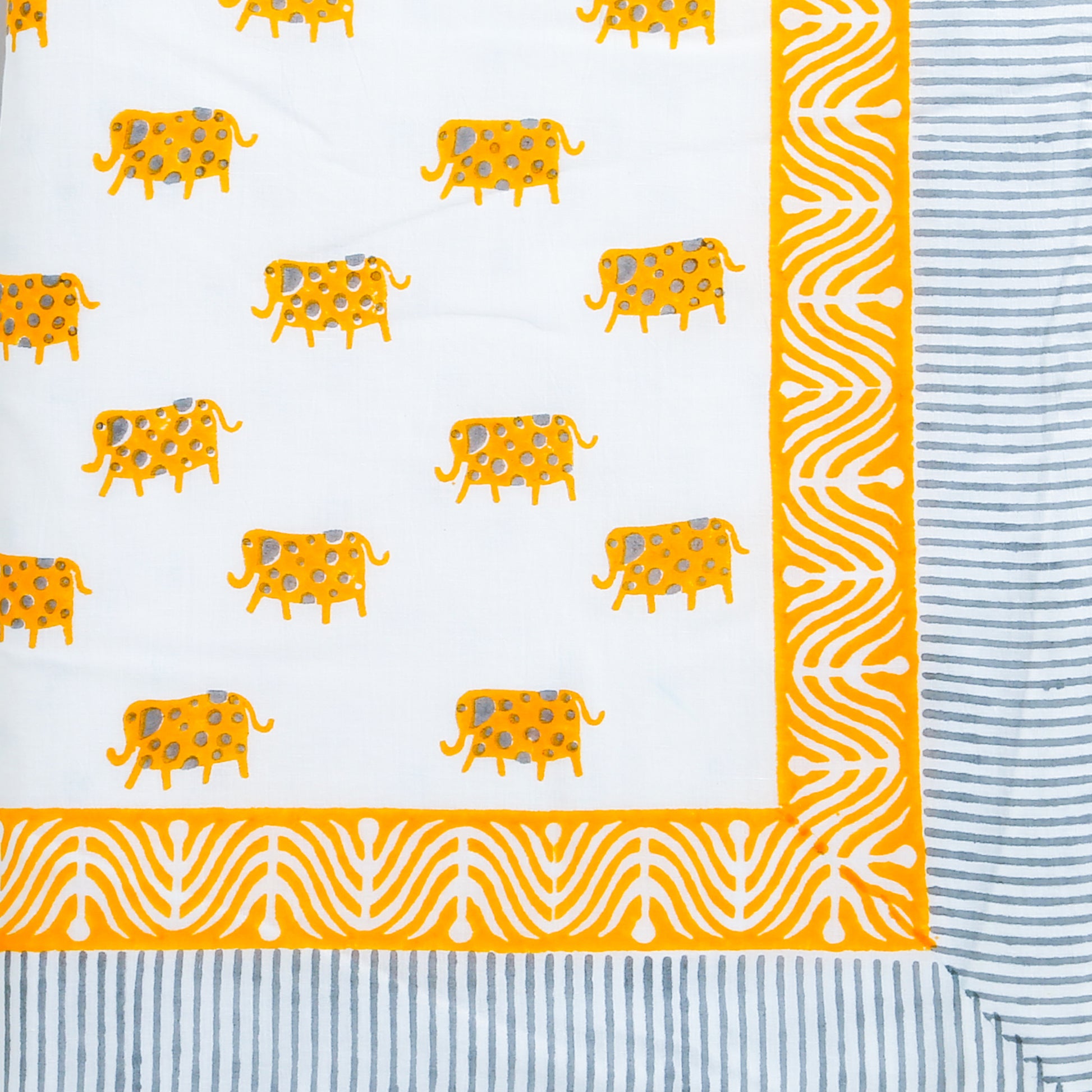 'A Parade of Elephants' - Blanket (yellow and grey)