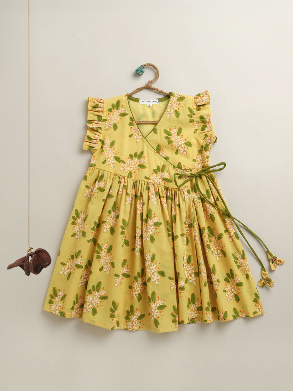 'A Bunch of Frangipani' - Angrakha Dress In Yellow