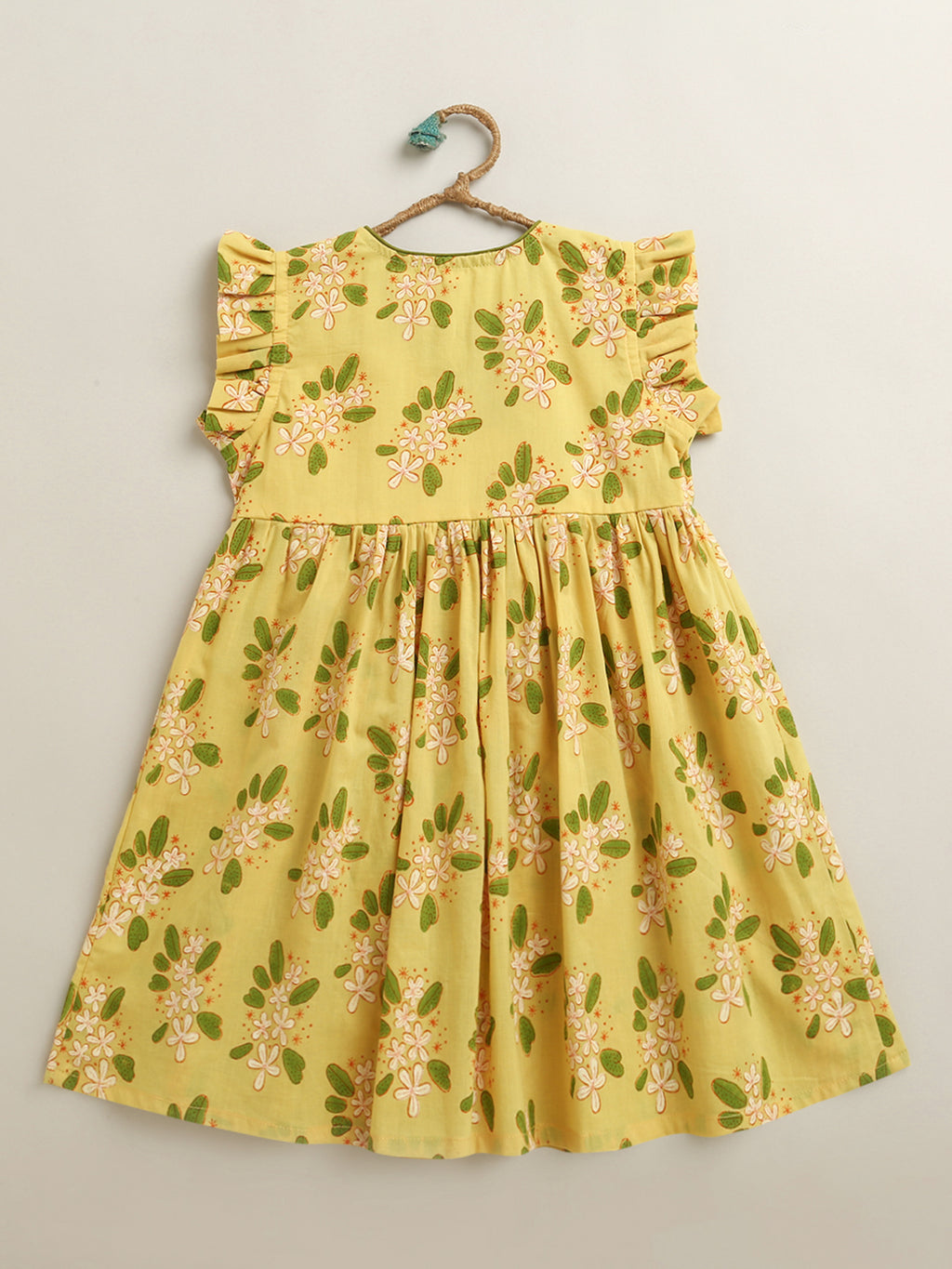 'A Bunch of Frangipani' - Angrakha Dress In Yellow