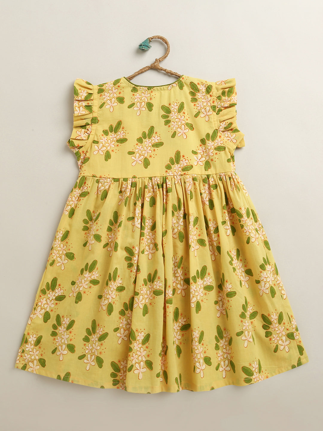 'A Bunch of Frangipani' - Angrakha Dress In Yellow