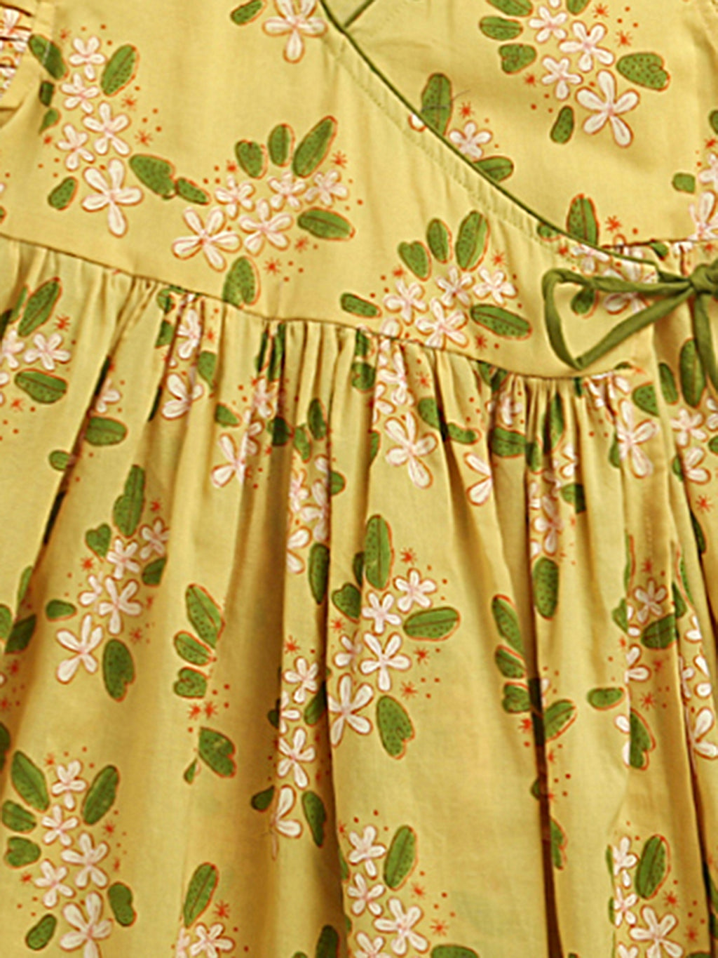 'A Bunch of Frangipani' - Angrakha Dress In Yellow