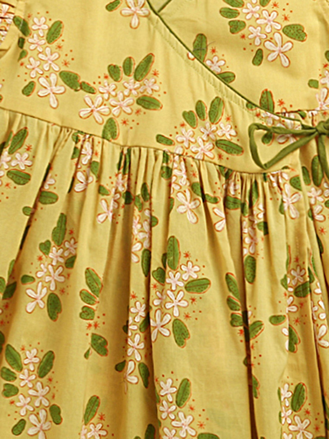 'A Bunch of Frangipani' - Angrakha Dress In Yellow