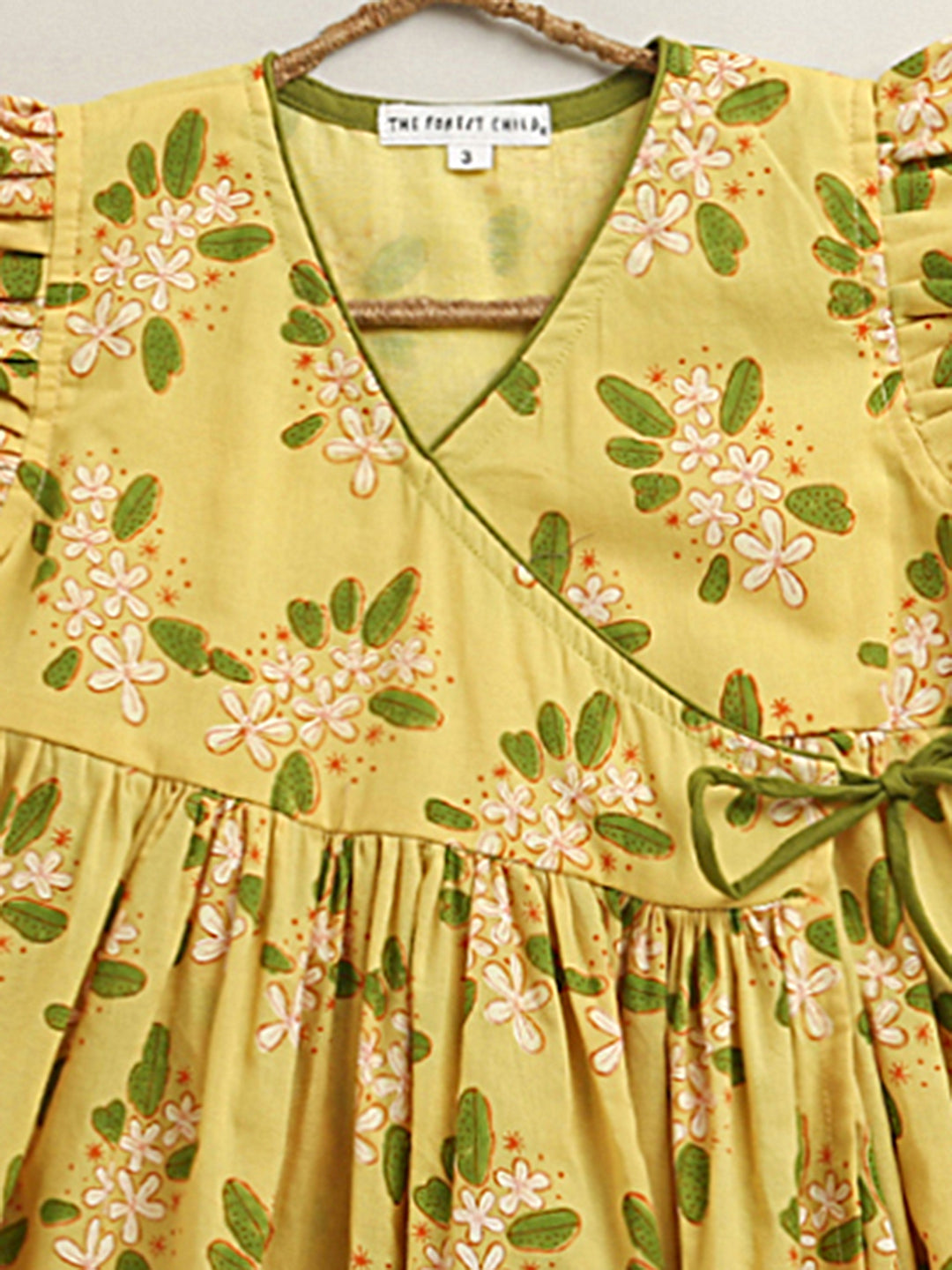 'A Bunch of Frangipani' - Angrakha Dress In Yellow
