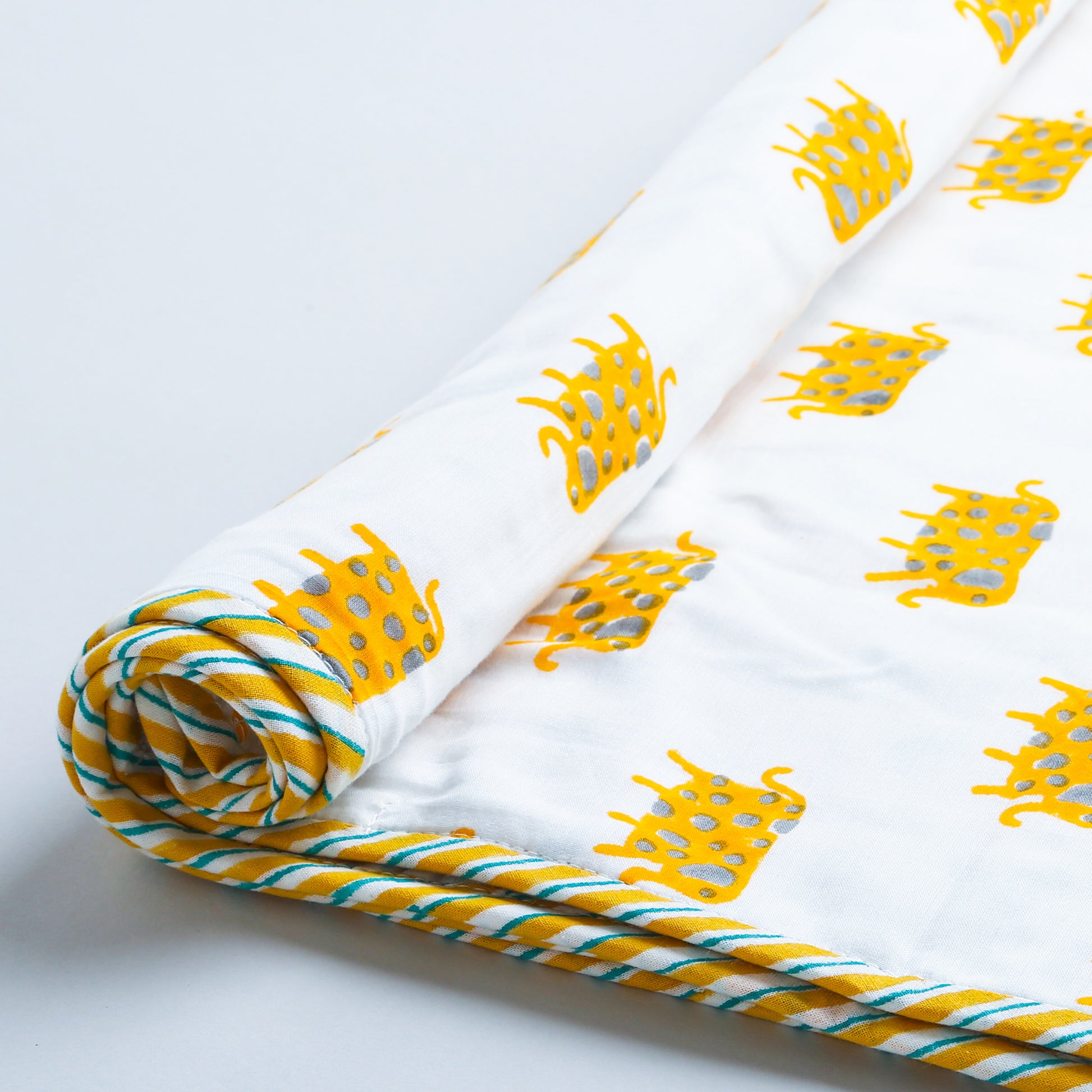 'A Parade of Elephants' - Blanket (yellow and grey)