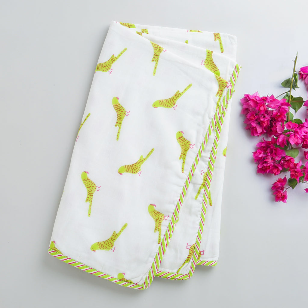 'A Cluster of Parakeets' Blanket