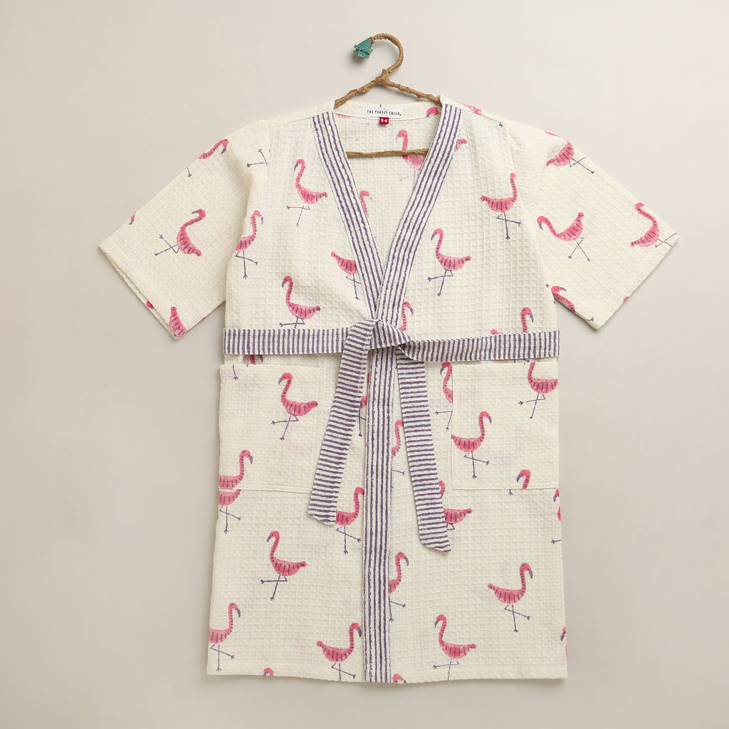 'A Flamboyance of Flamingos' Bathrobe