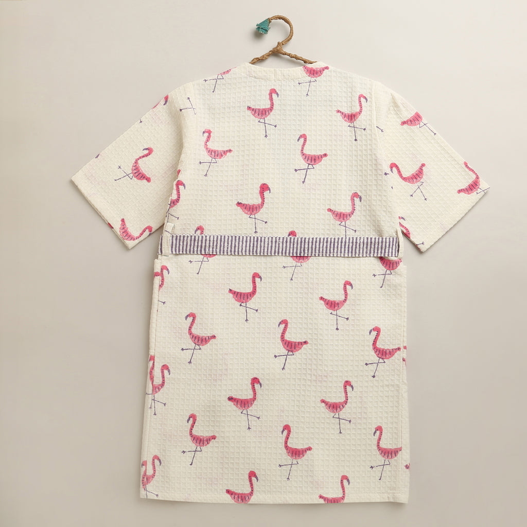 'A Flamboyance of Flamingos' Bathrobe