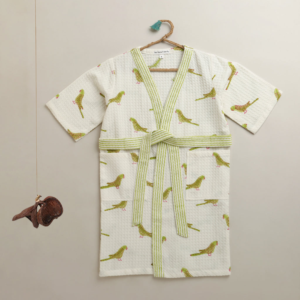 'A Cluster  of Parakeets' Bathrobe