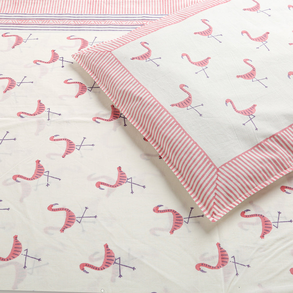 ' A Flamboyance of Flamingos' - Bedsheet