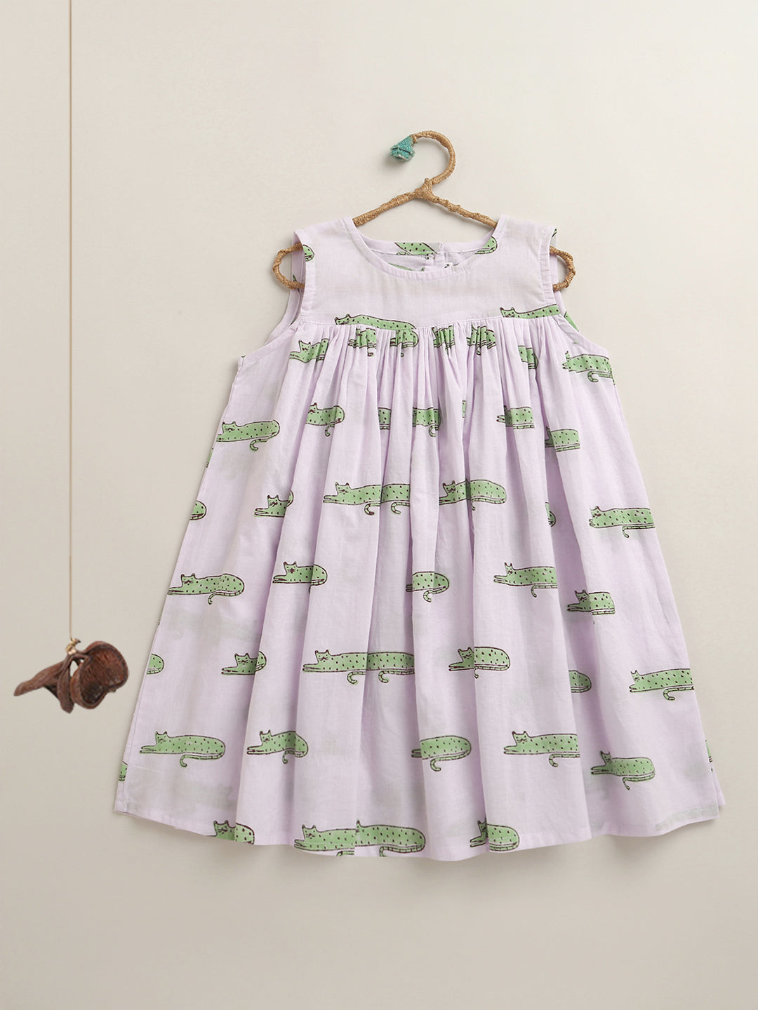 'A Clowder of Cats'  - Flared Dress In Sea Green