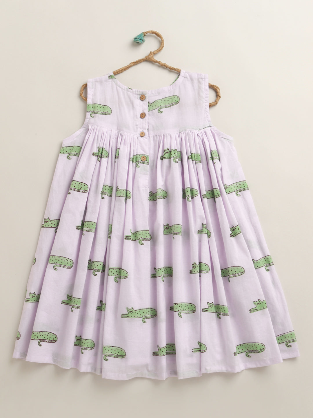 'A Clowder of Cats'  - Flared Dress In Sea Green