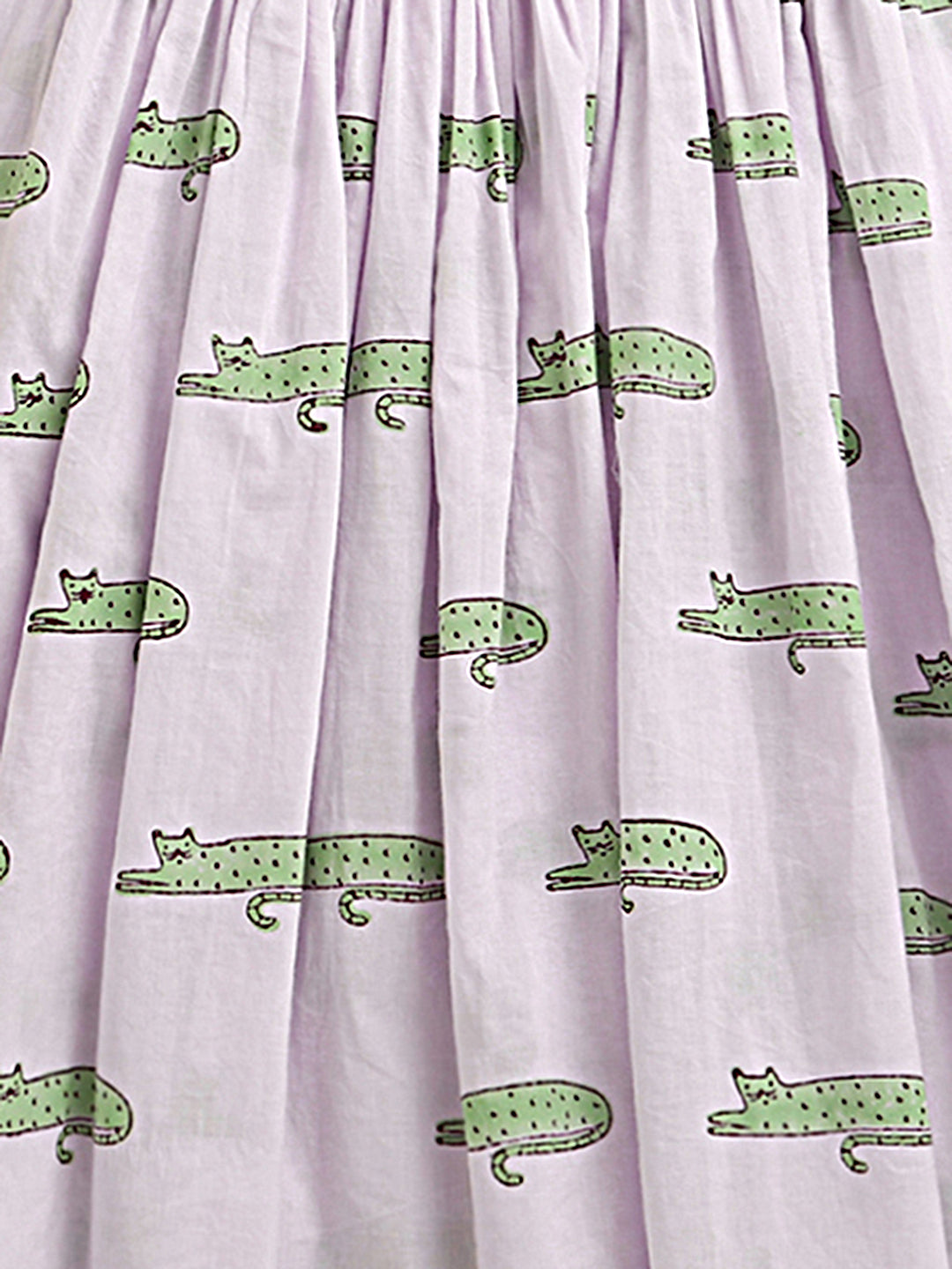 'A Clowder of Cats'  - Flared Dress In Sea Green