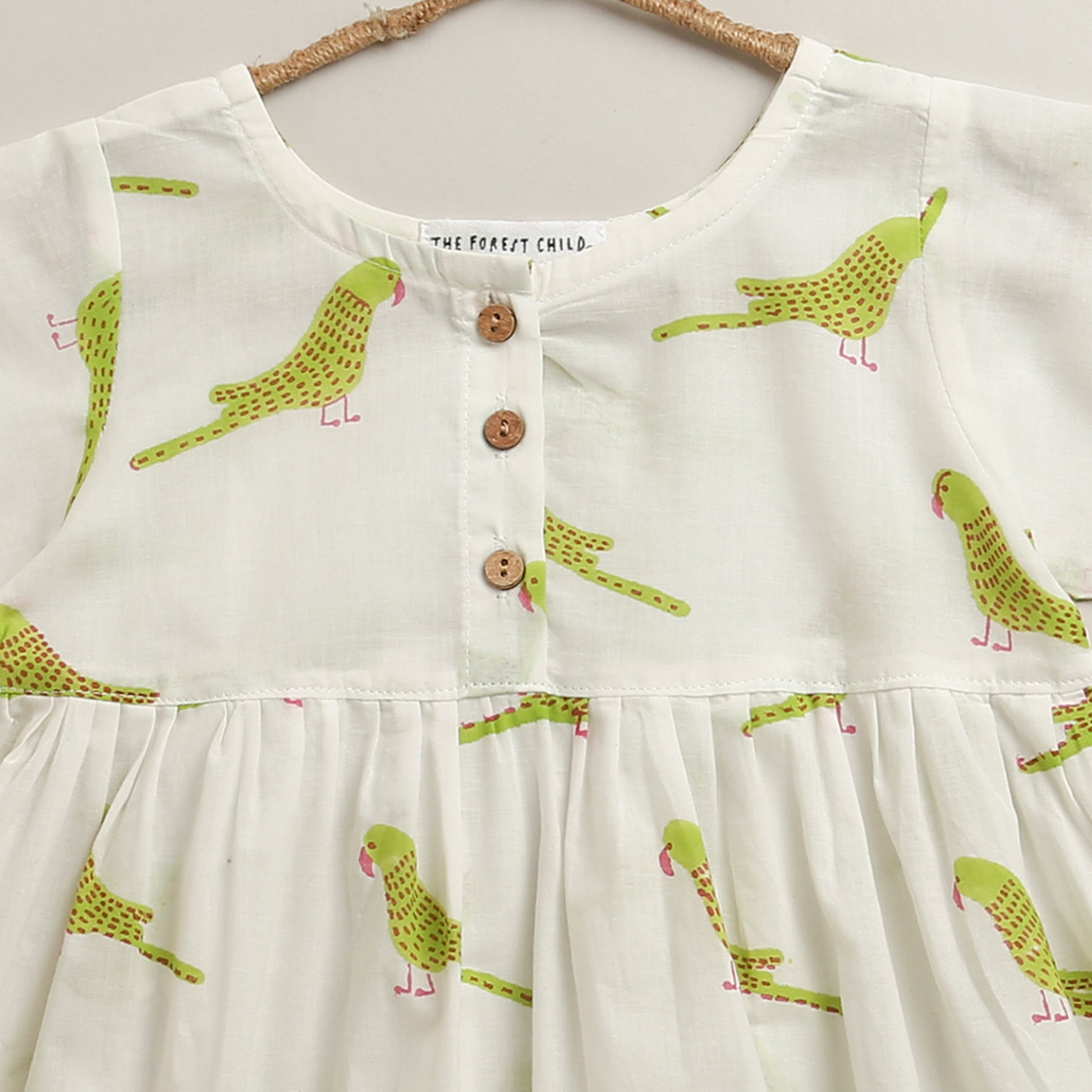 'A Cluster of Parakeets'  - Casual Dress on White