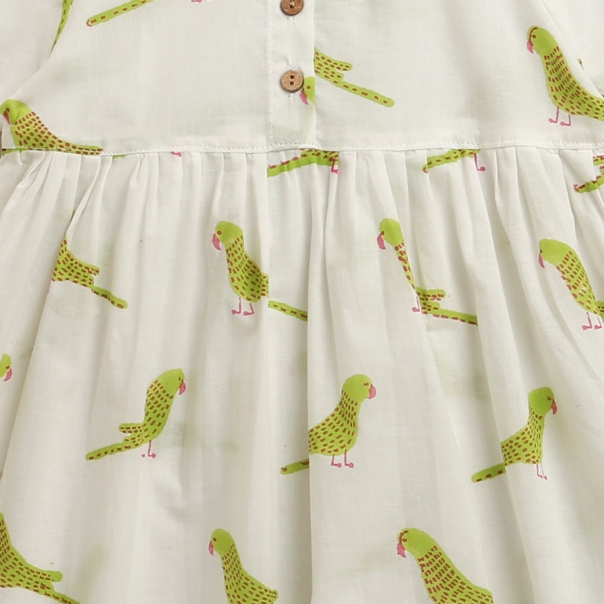 'A Cluster of Parakeets'  - Casual Dress on White
