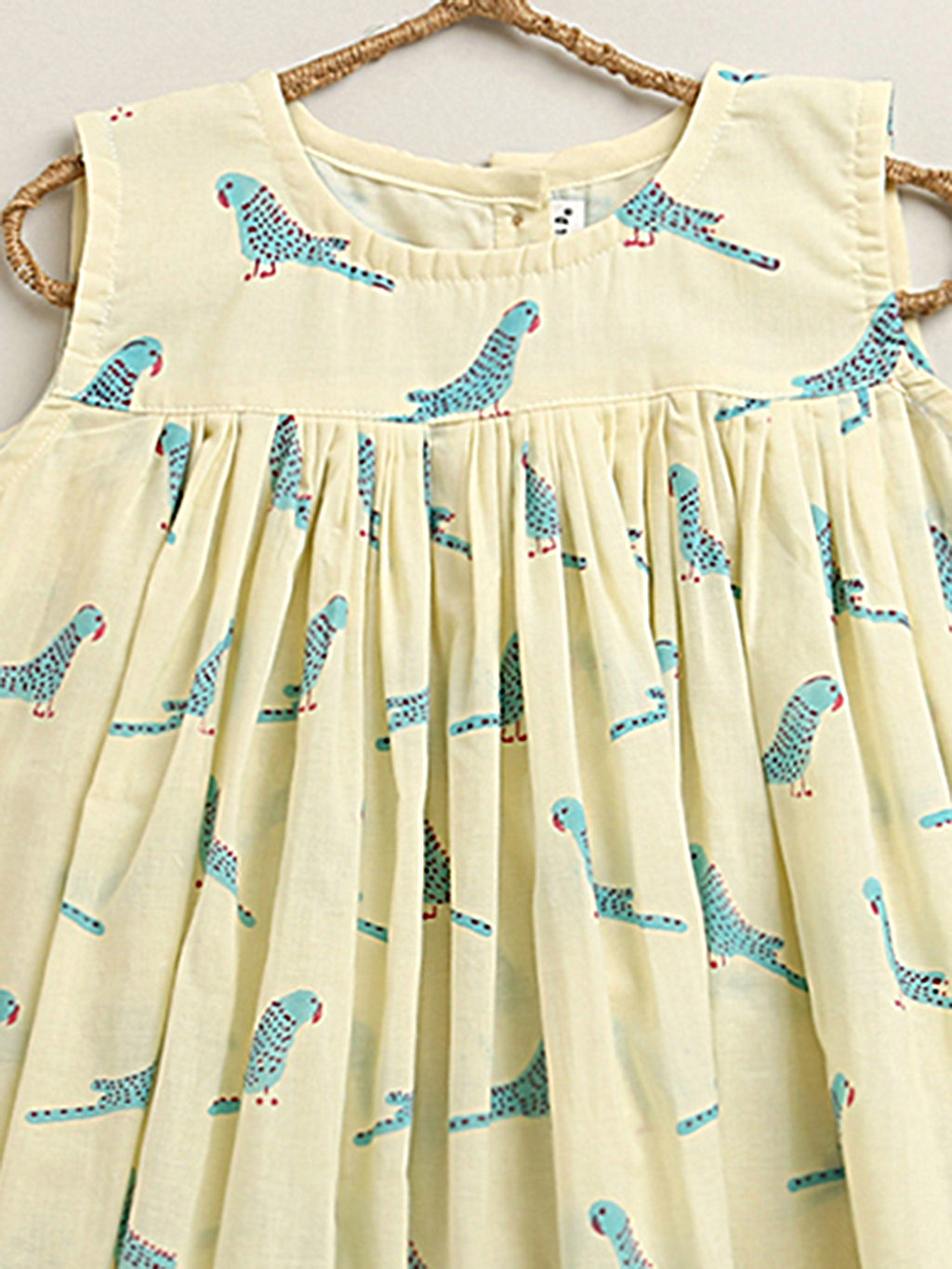 'A Cluster of Parakeets'  - Flared Dress in Yellow