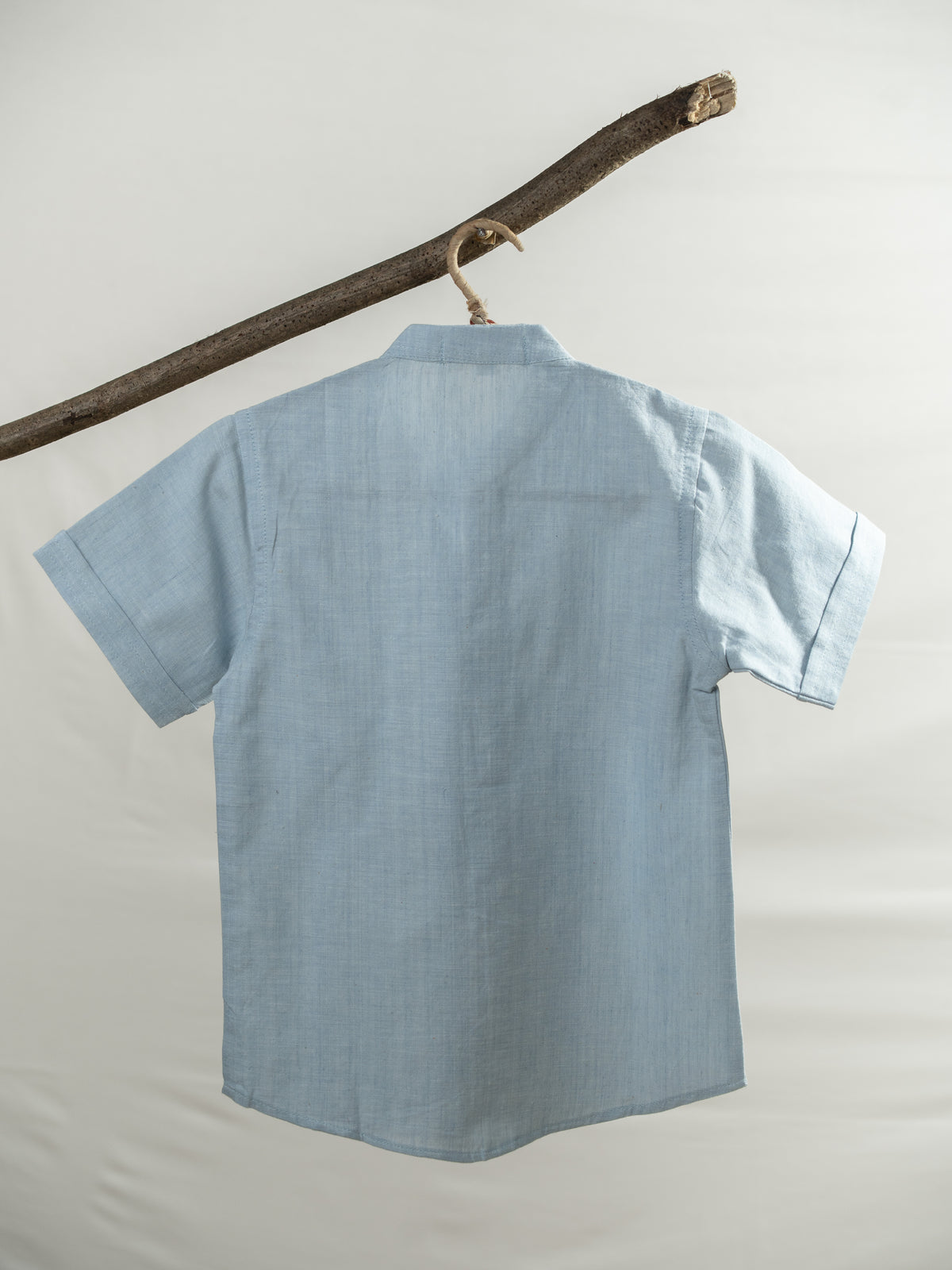 Handloom- Blue Chinese Collar Shirt