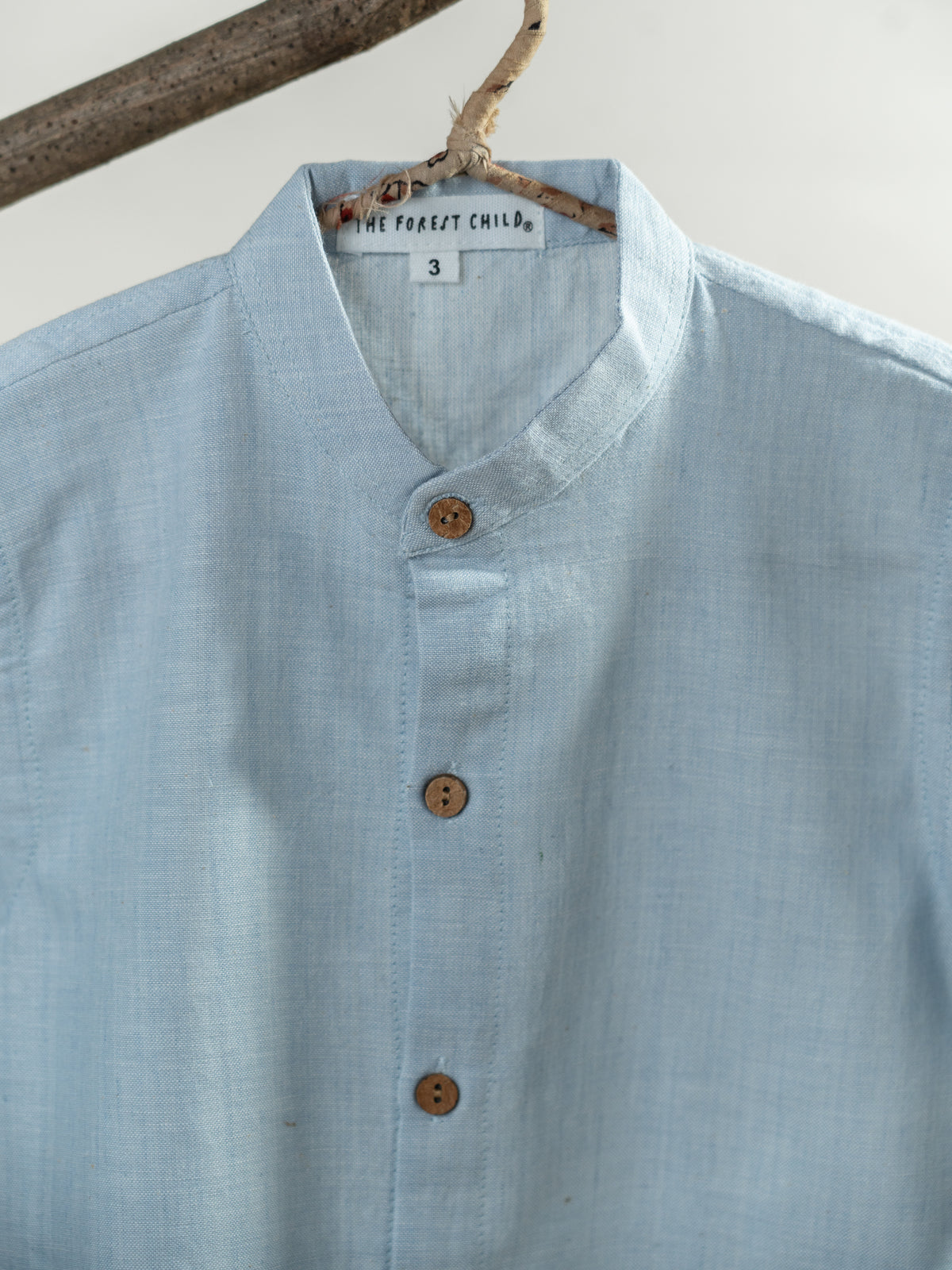 Handloom- Blue Chinese Collar Shirt