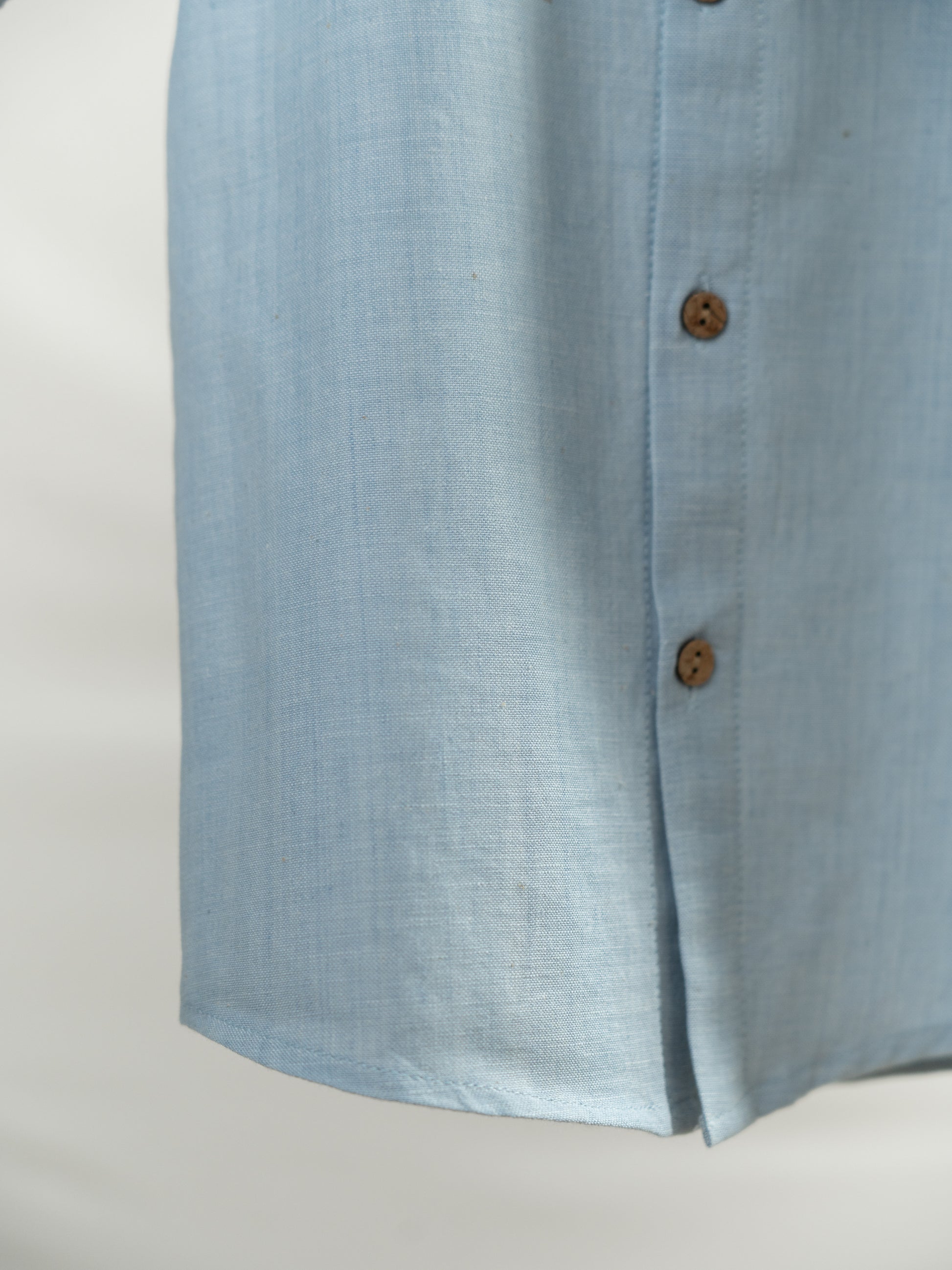 Handloom- Blue Chinese Collar Shirt
