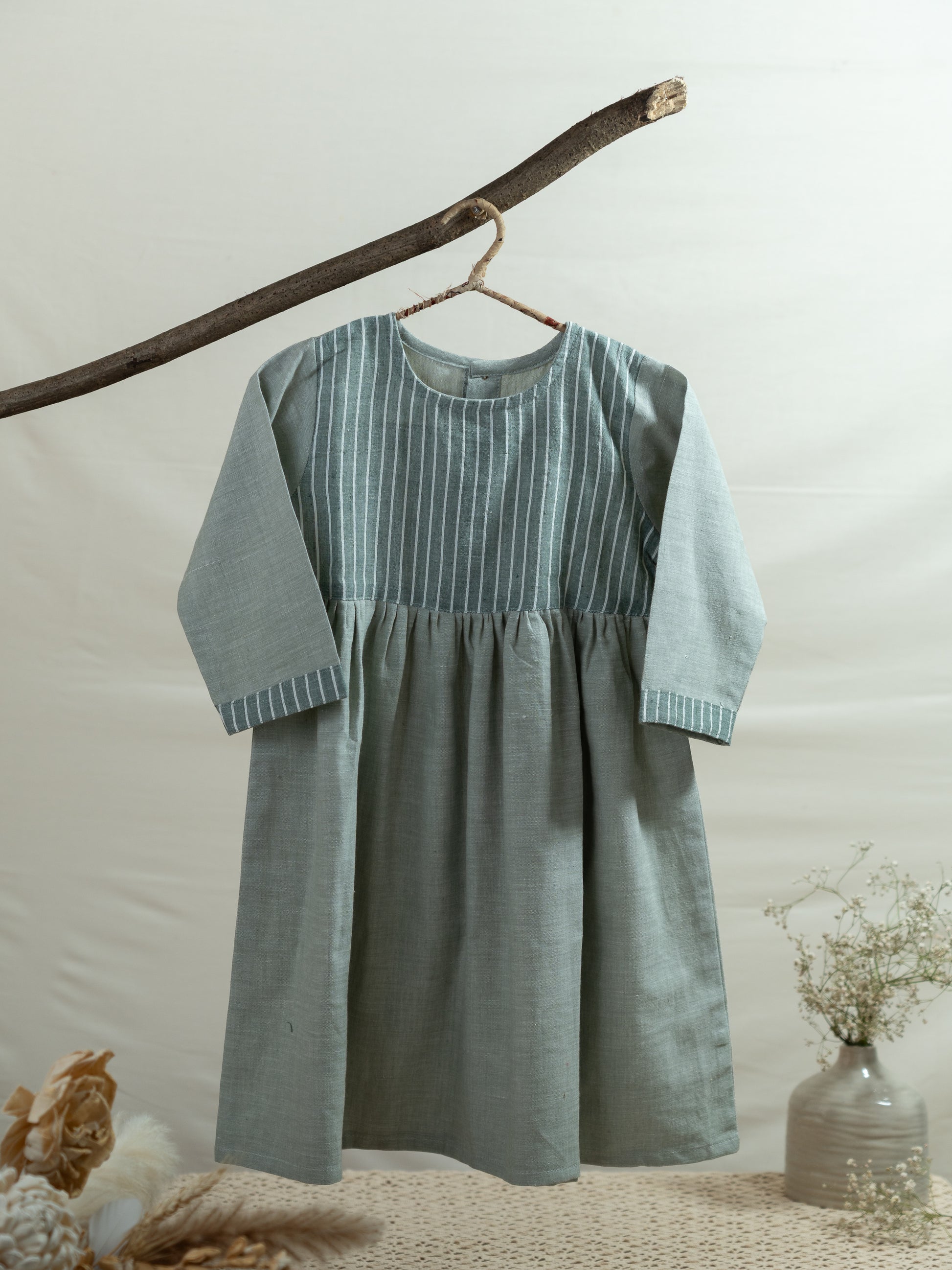 Handloom- Green Stripe Dress