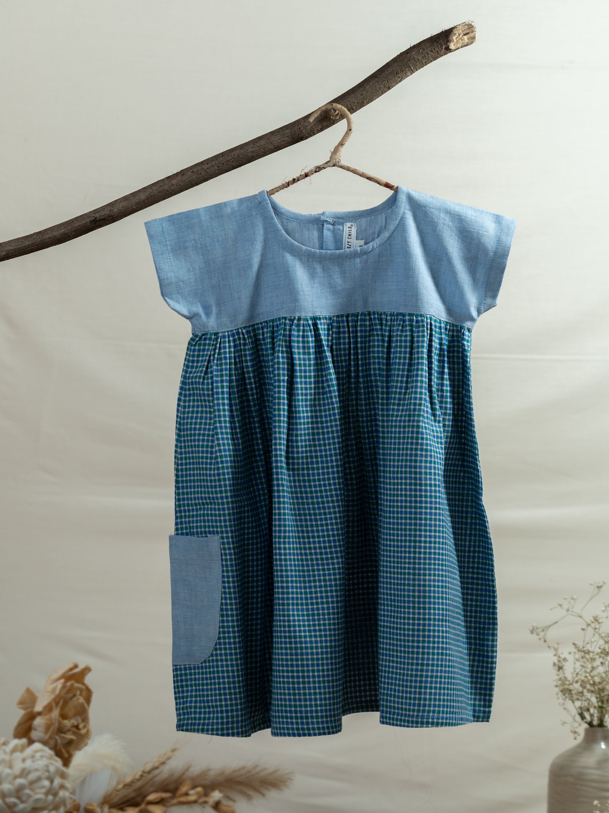 Handloom- Blue Checkered Dress