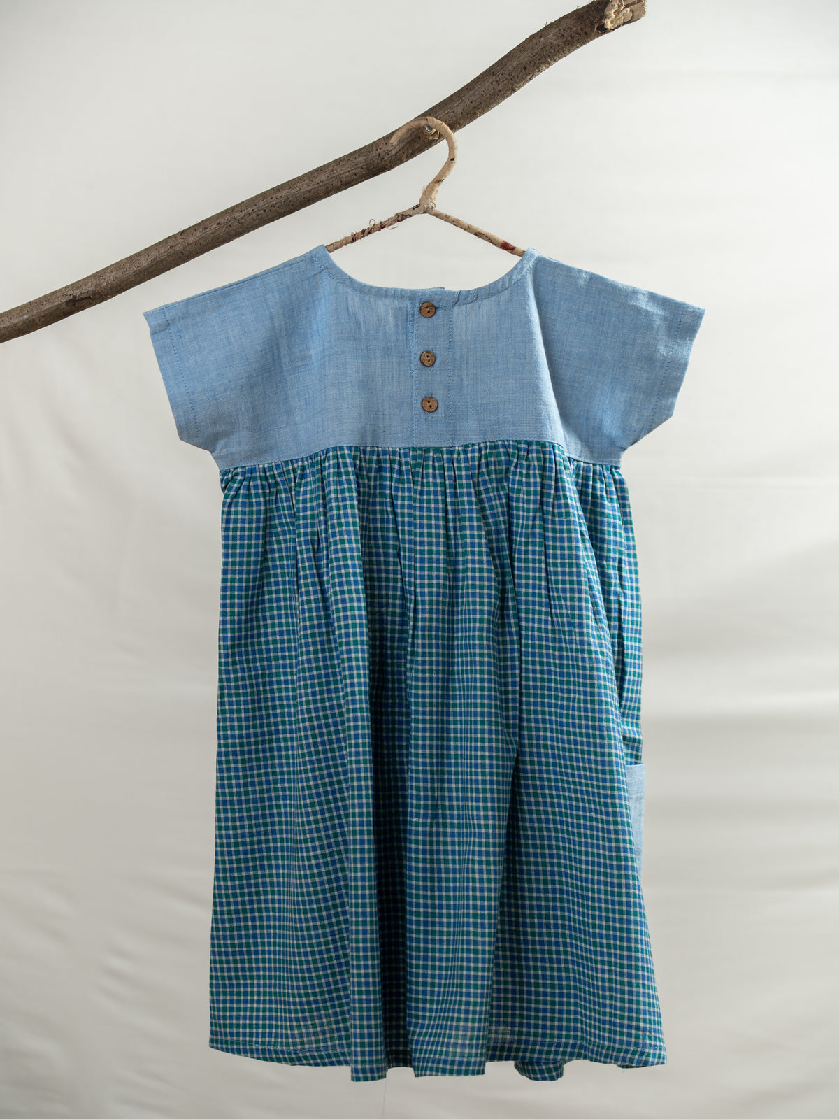 Handloom- Blue Checkered Dress
