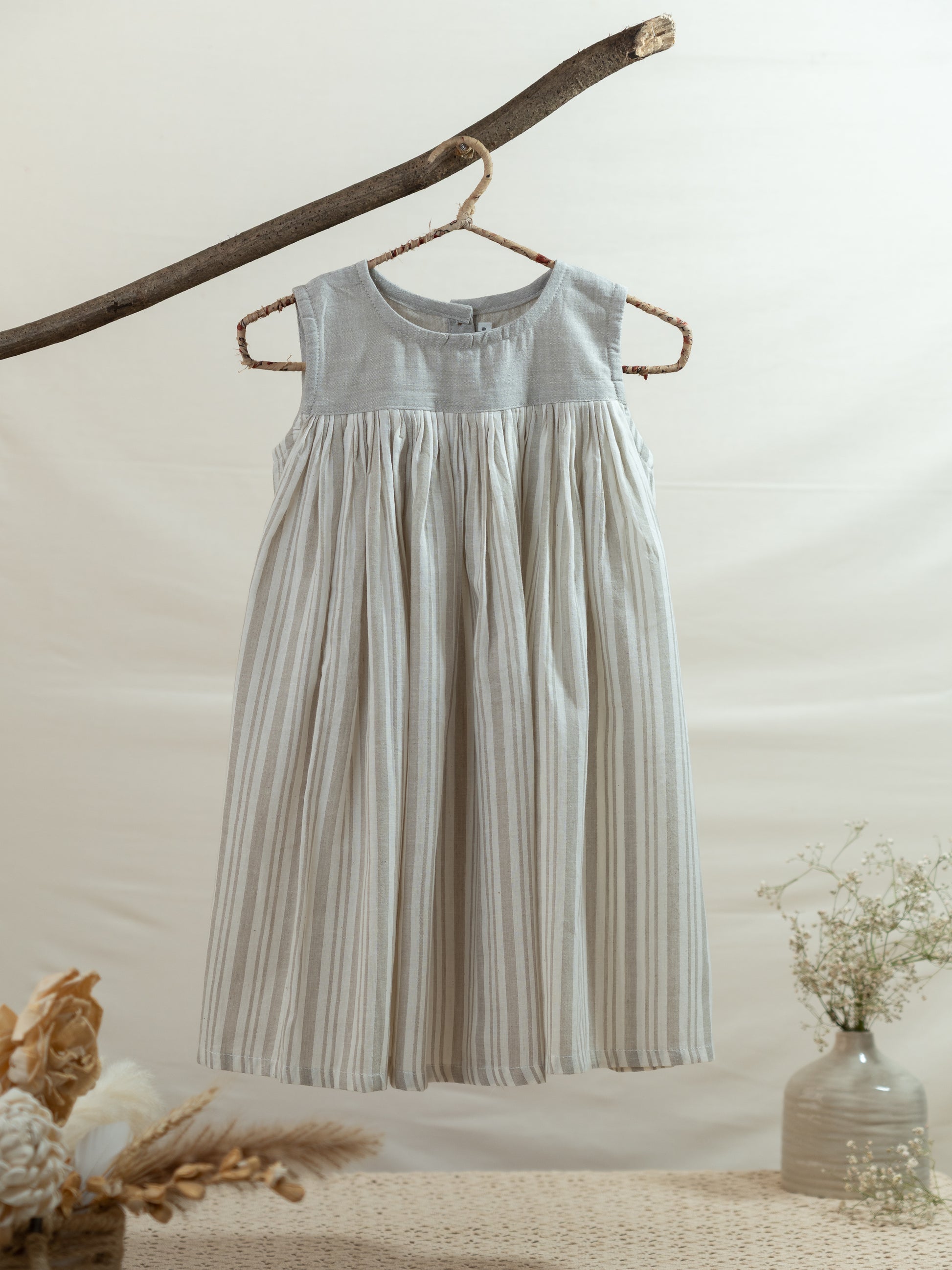 Handloom- Beige Flared Dress