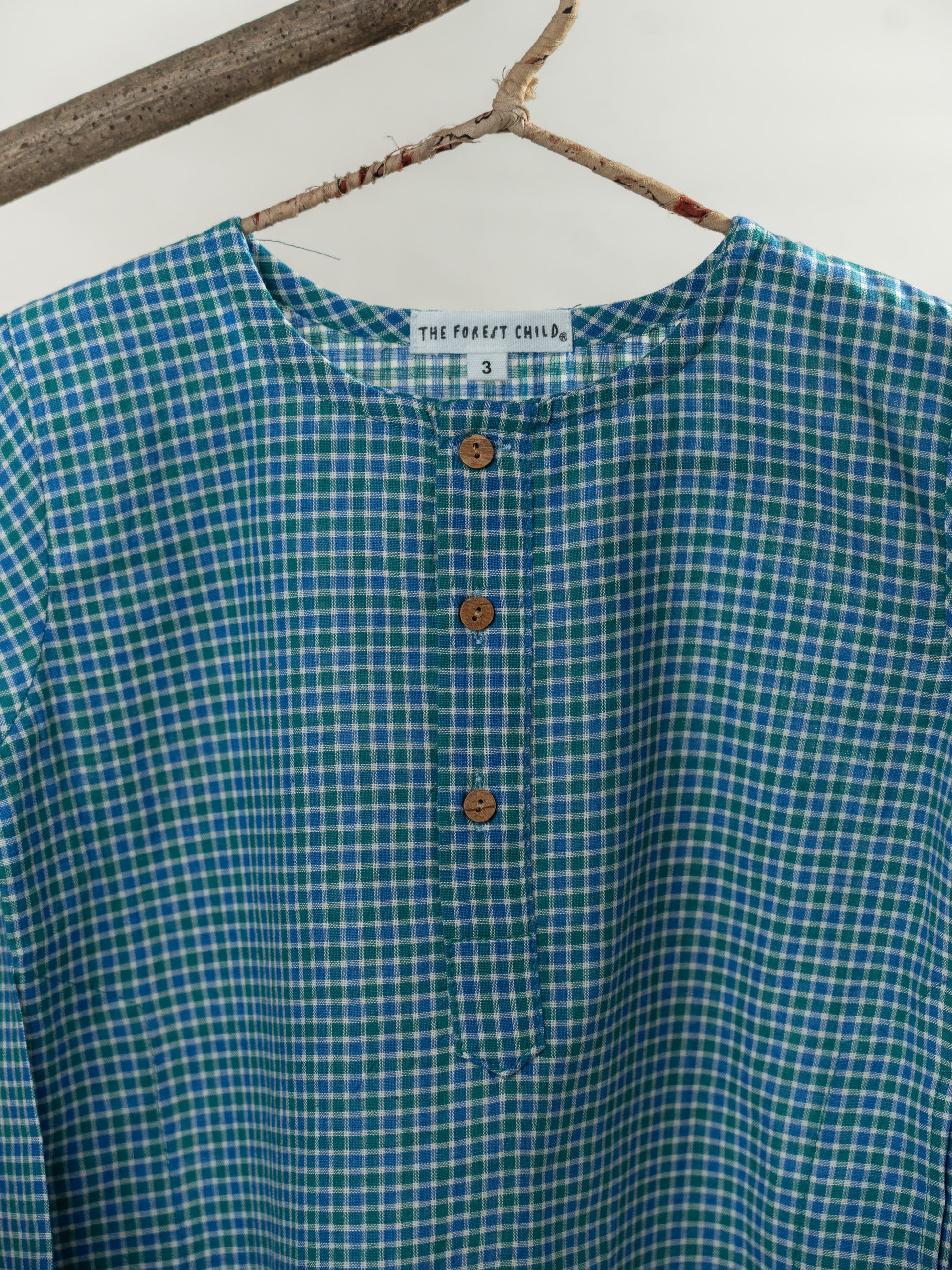 Handloom- Blue Checkered Long Kurta