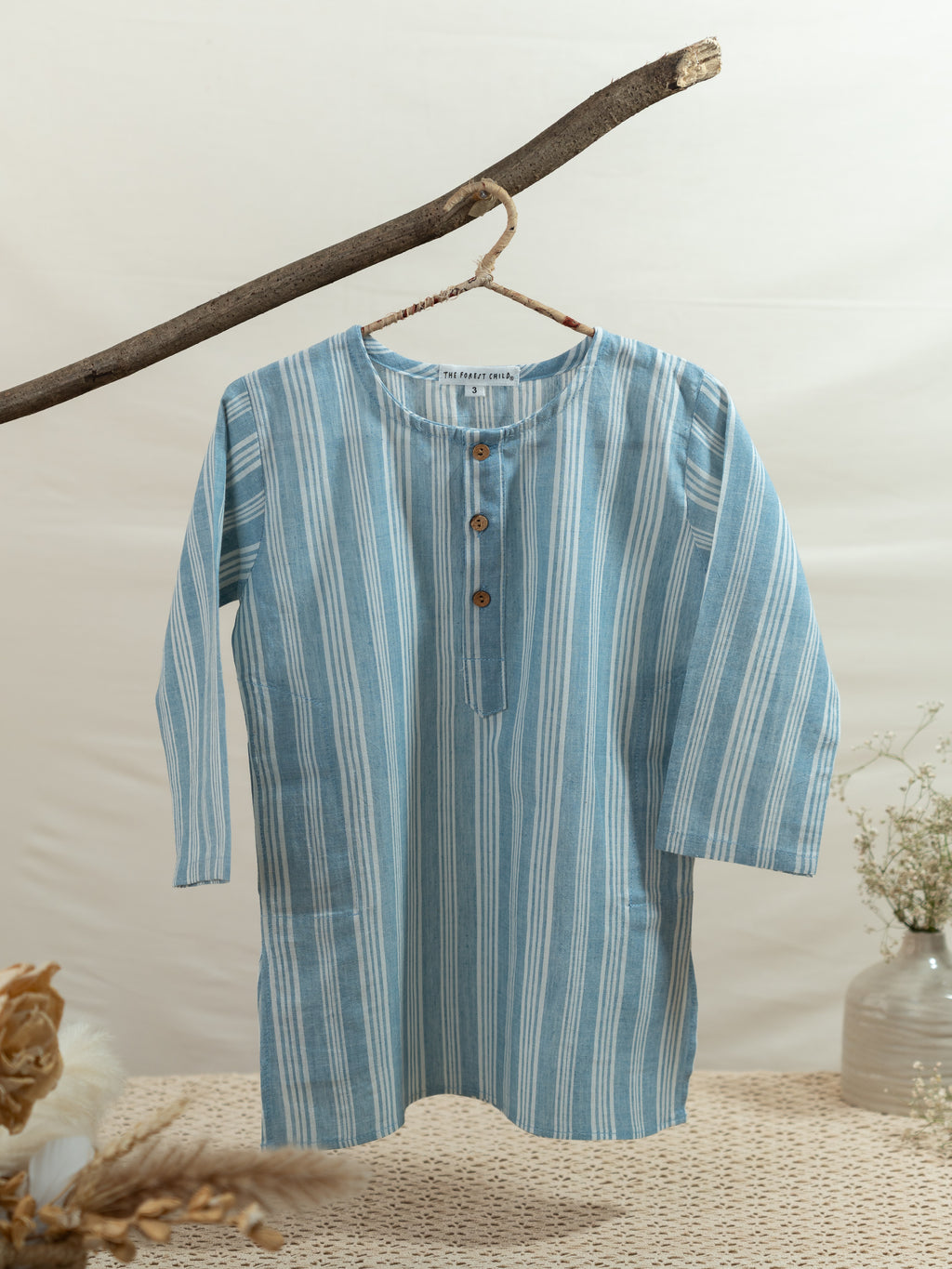 Handloom- Blue Striped Long Kurta